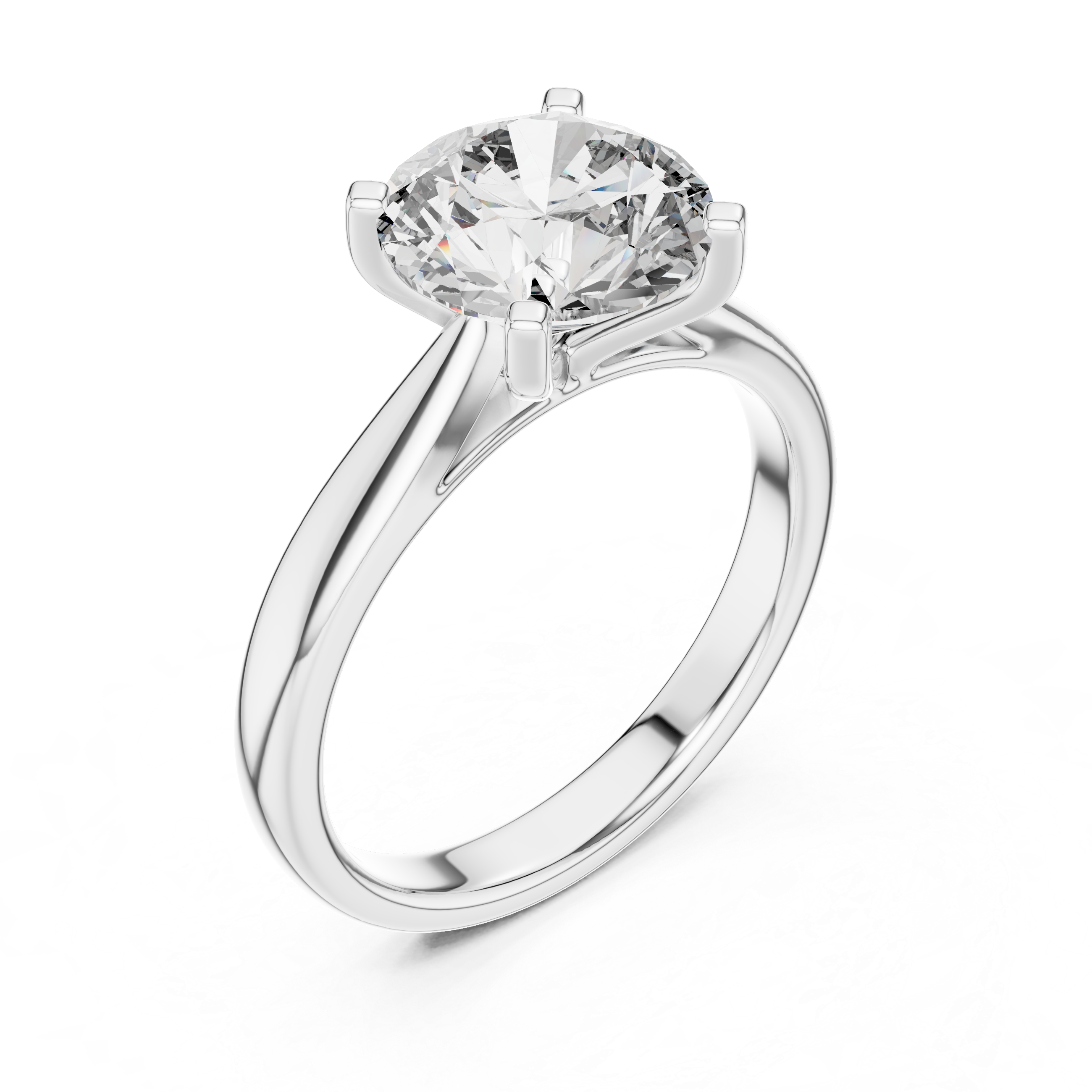 Sterling Silver Round-cut Moissanite Solitaire Engagement Ring for Women