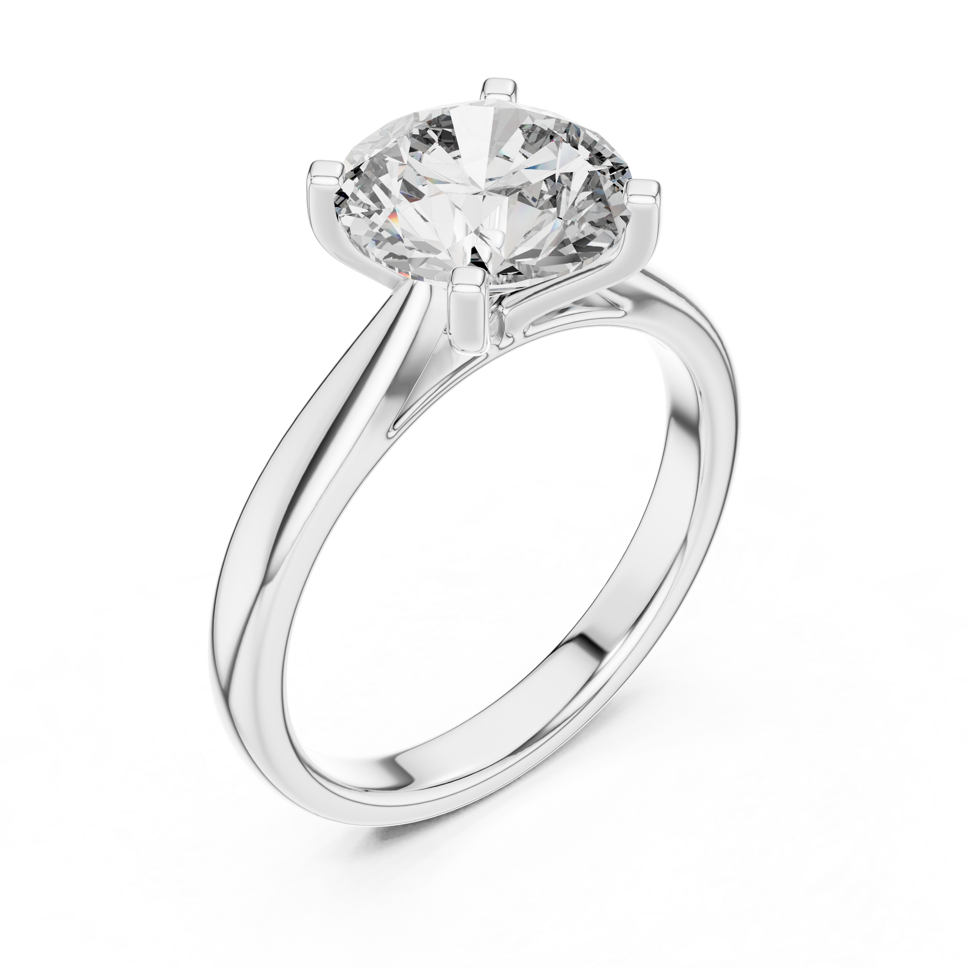 Sterling Silver Round-cut Moissanite Solitaire Engagement Ring for Women