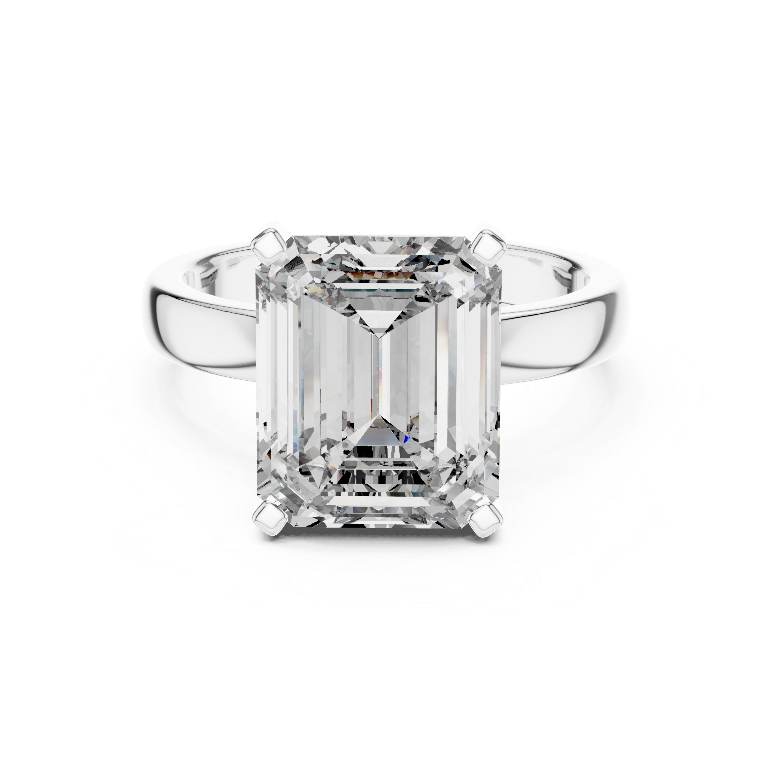 Emerald-cut Moissanite Diamond Solitaire Ring for Engagement and Wedding