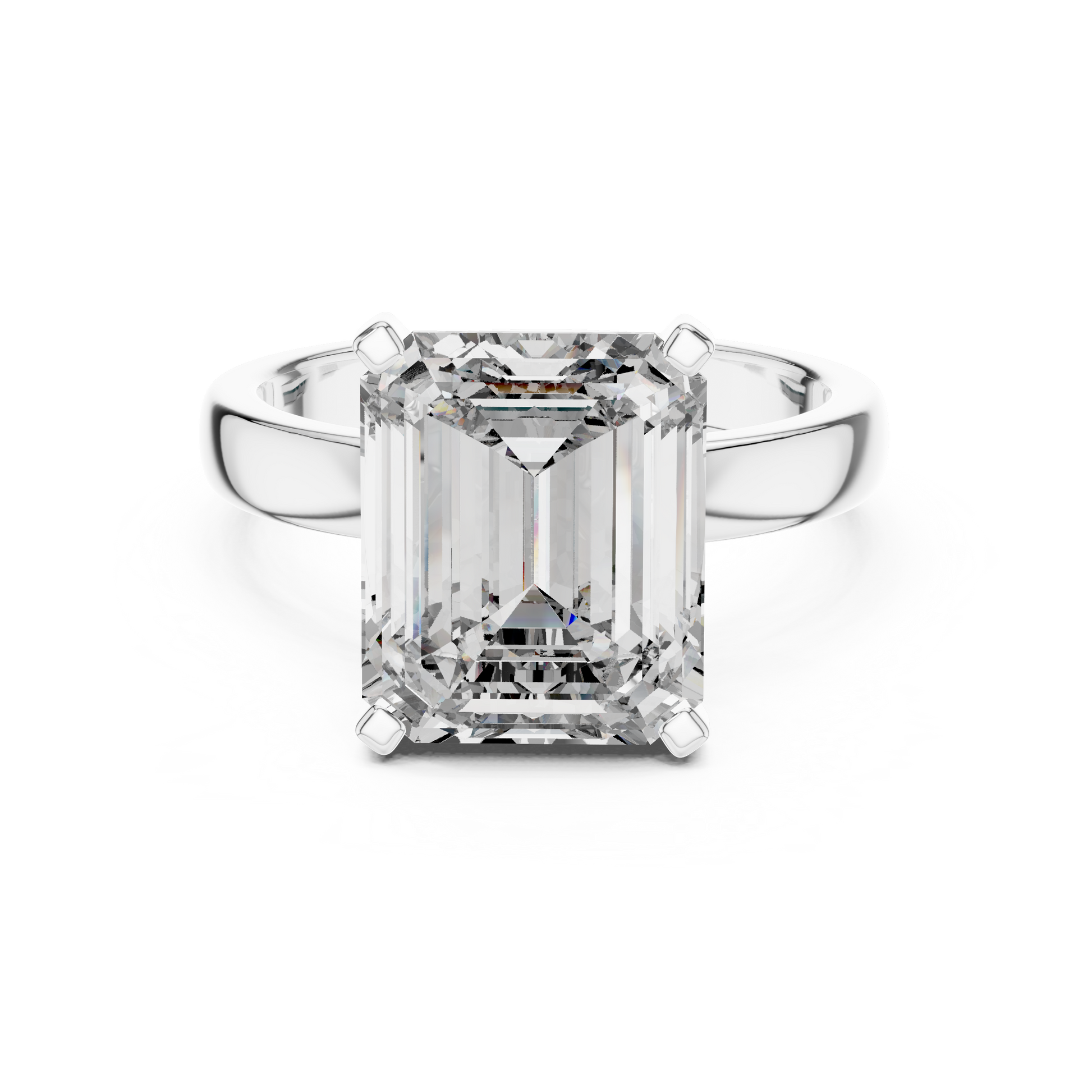 Emerald-cut Moissanite Diamond Solitaire Ring for Engagement and Wedding