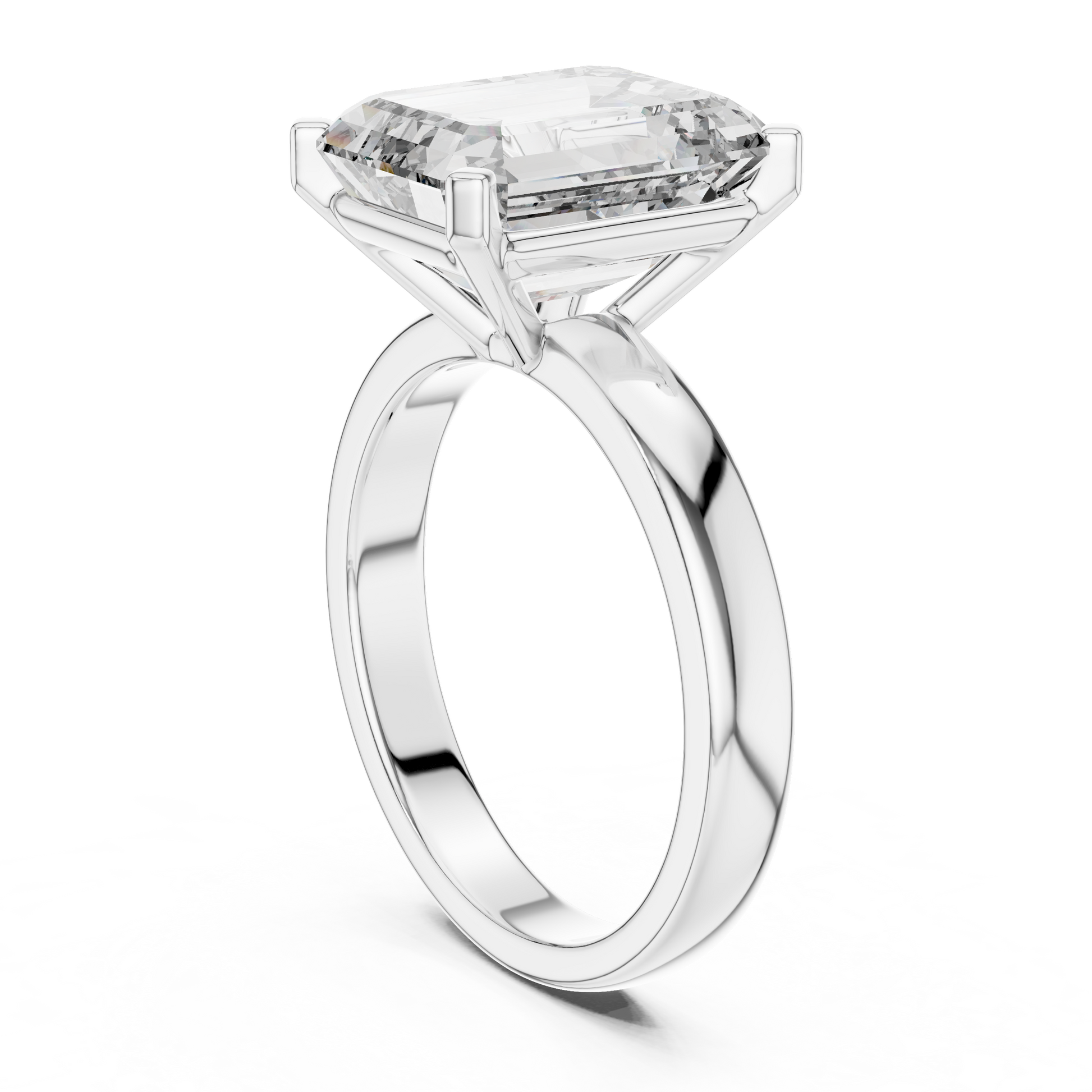 Emerald-cut Moissanite Diamond Solitaire Ring for Engagement and Wedding