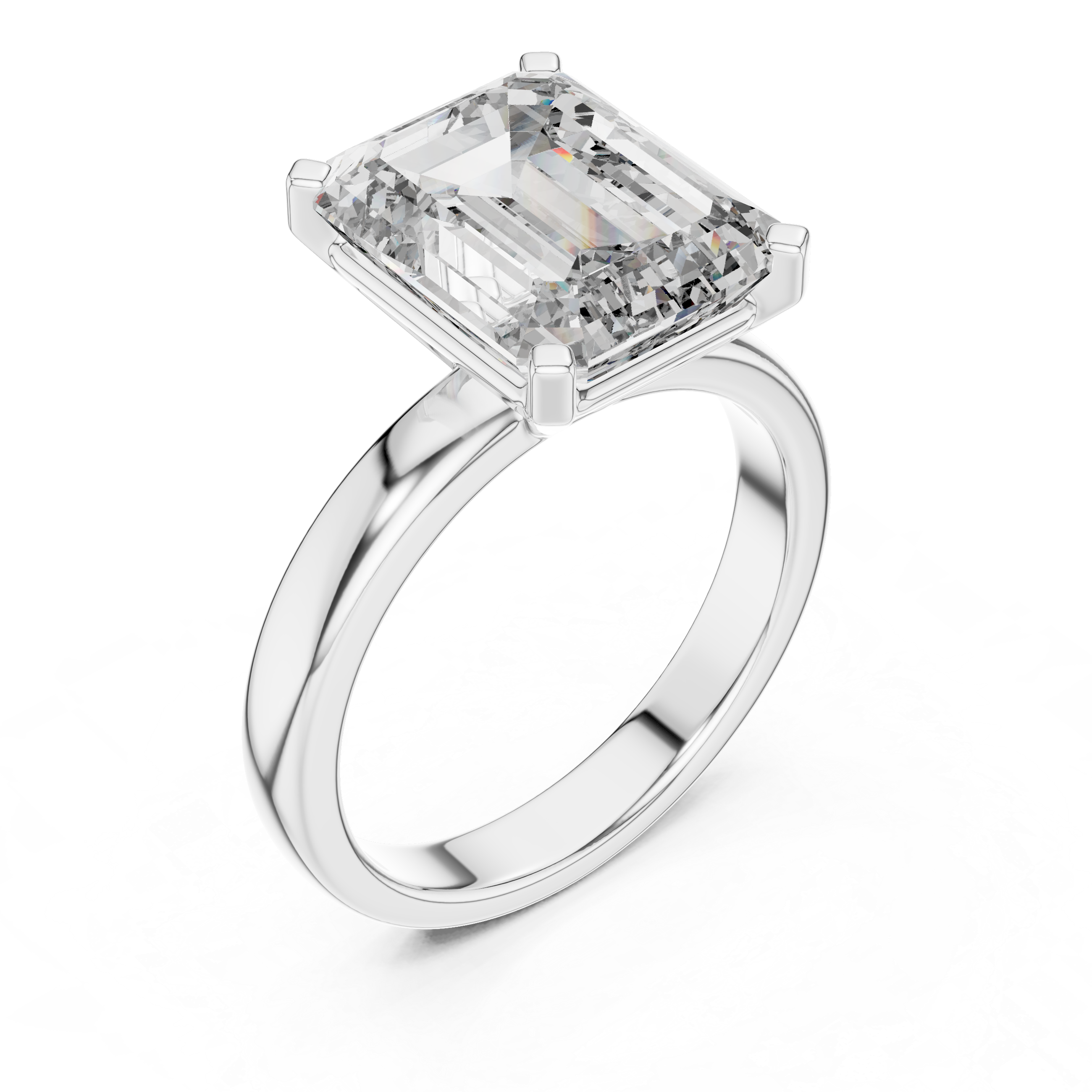 Emerald-cut Moissanite Diamond Solitaire Ring for Engagement and Wedding