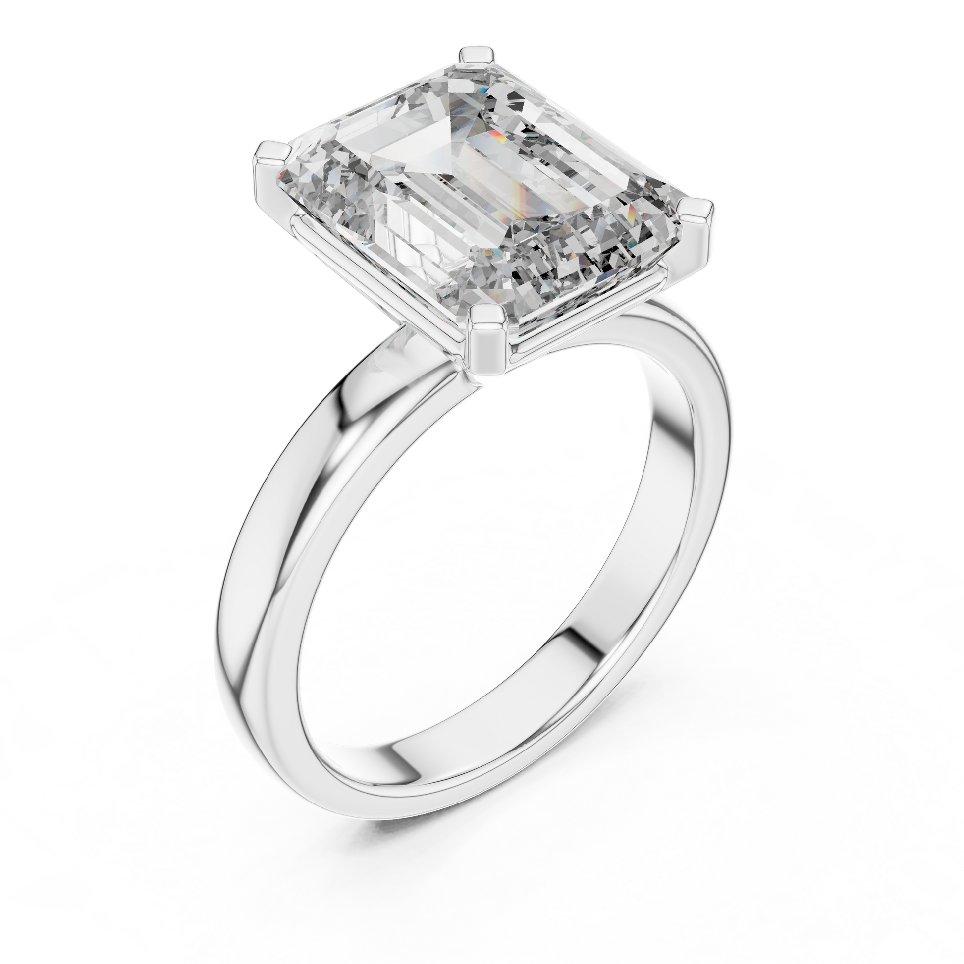 Emerald-cut Moissanite Diamond Solitaire Ring for Engagement and Wedding
