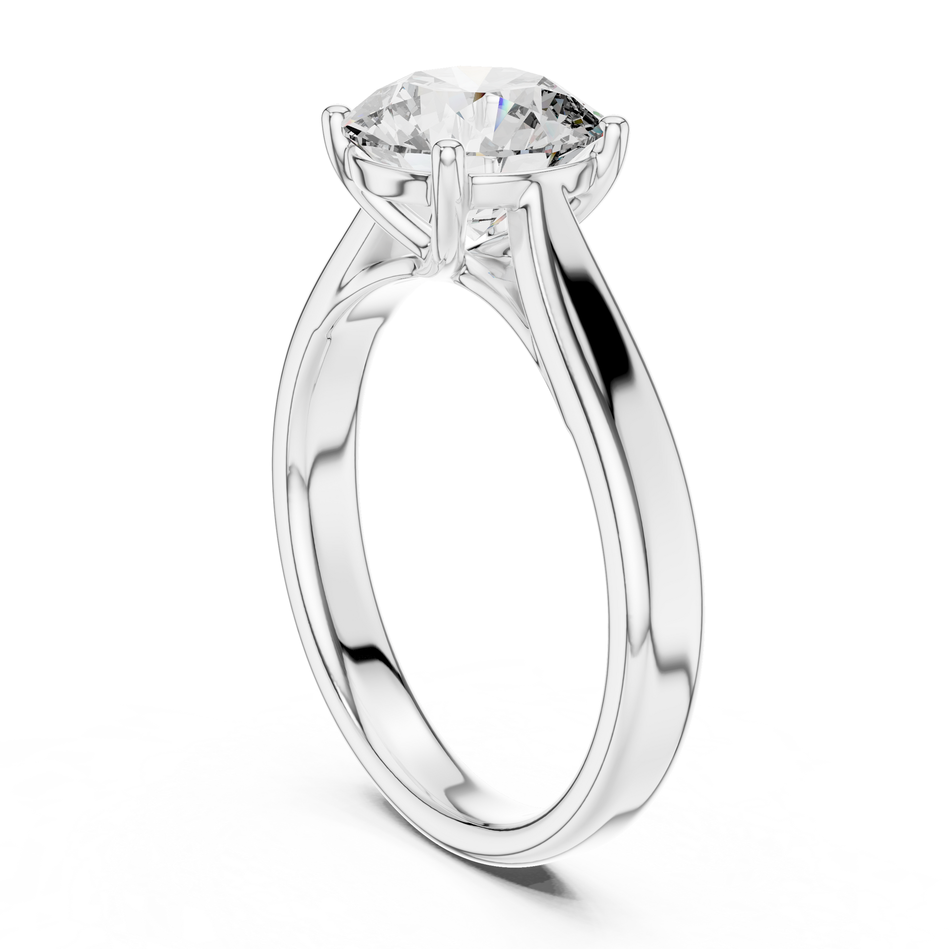 Women's Round Cut Moissanite Solitaire Engagement Ring in 925 Sterling Silver