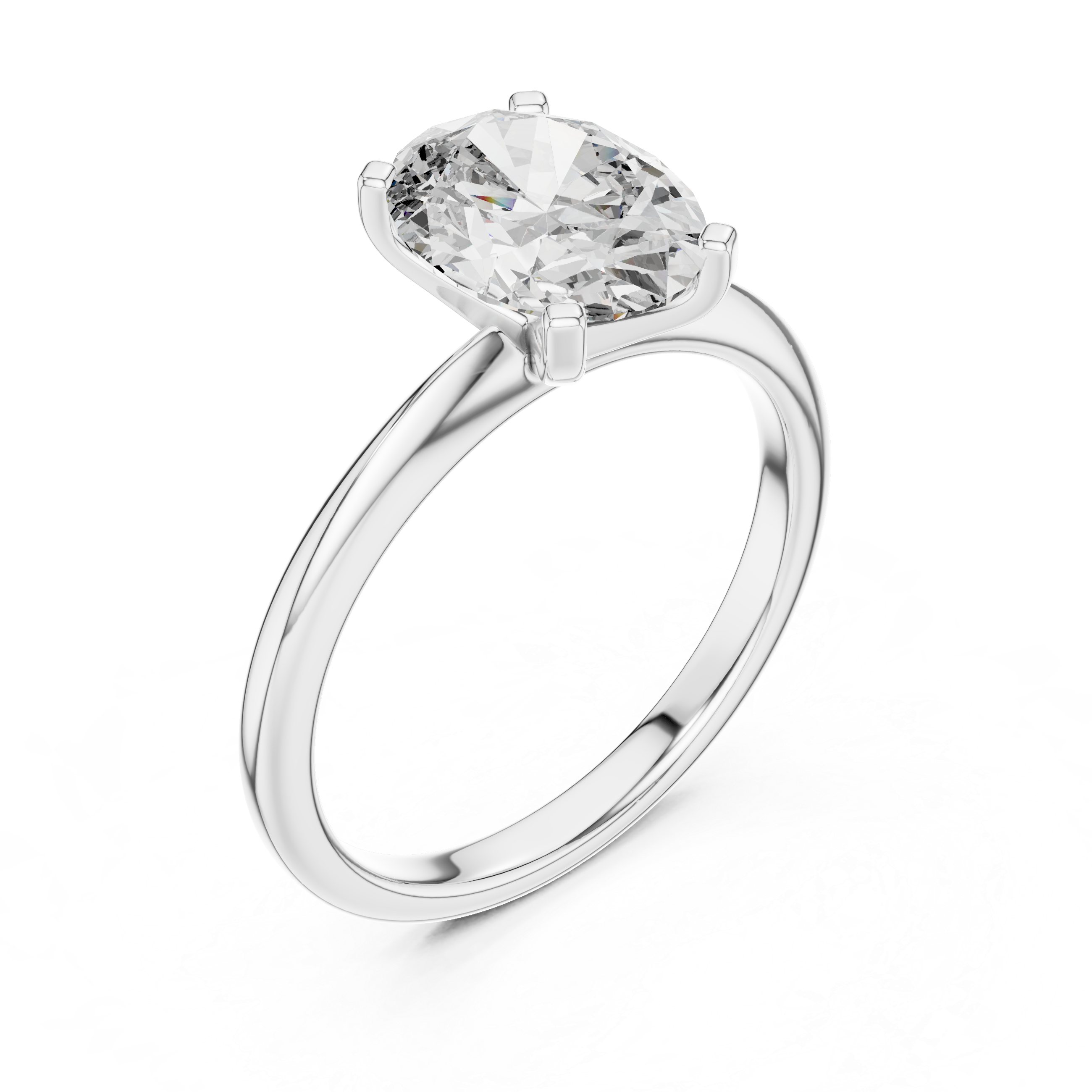 Large Oval Cut Moissanite Solitaire Diamond Engagement Ring