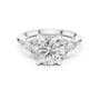 Round Cut Moissanite Women's Engagement Ring with Side Accent Stones