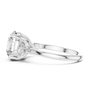 Round Solitaire Four Prong Diamond Setting Engagement Ring with Side Stone