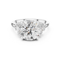 Round Solitaire Four Prong Diamond Setting Engagement Ring with Side Stone