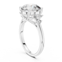 Round Solitaire Four Prong Diamond Setting Engagement Ring with Side Stone