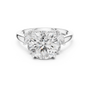Central Round Cut Moissanite Sterling Silver Engagement Ring with Side Stone