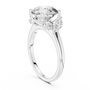 Central Round Cut Moissanite Sterling Silver Engagement Ring with Side Stone