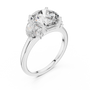 Central Round Cut Moissanite Sterling Silver Engagement Ring with Side Stone