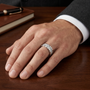 Bold Crater Edge Pavé Diamond Wide Eternity Band – Statement Wedding & Anniversary Ring