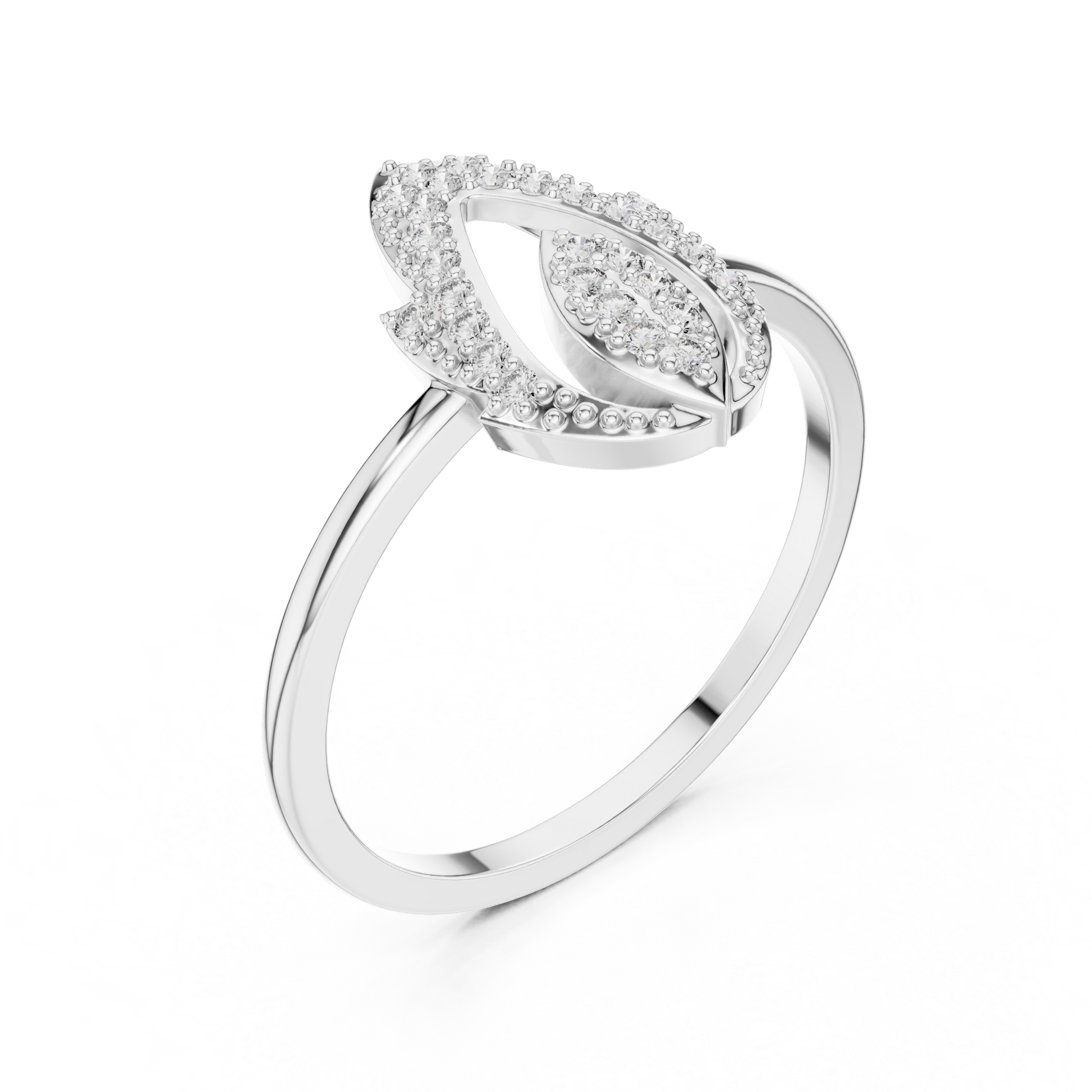 Minimalist Dainty Nature-Inspired Petaline Leaf Design Art Deco Ring in 925 Sterling Silver