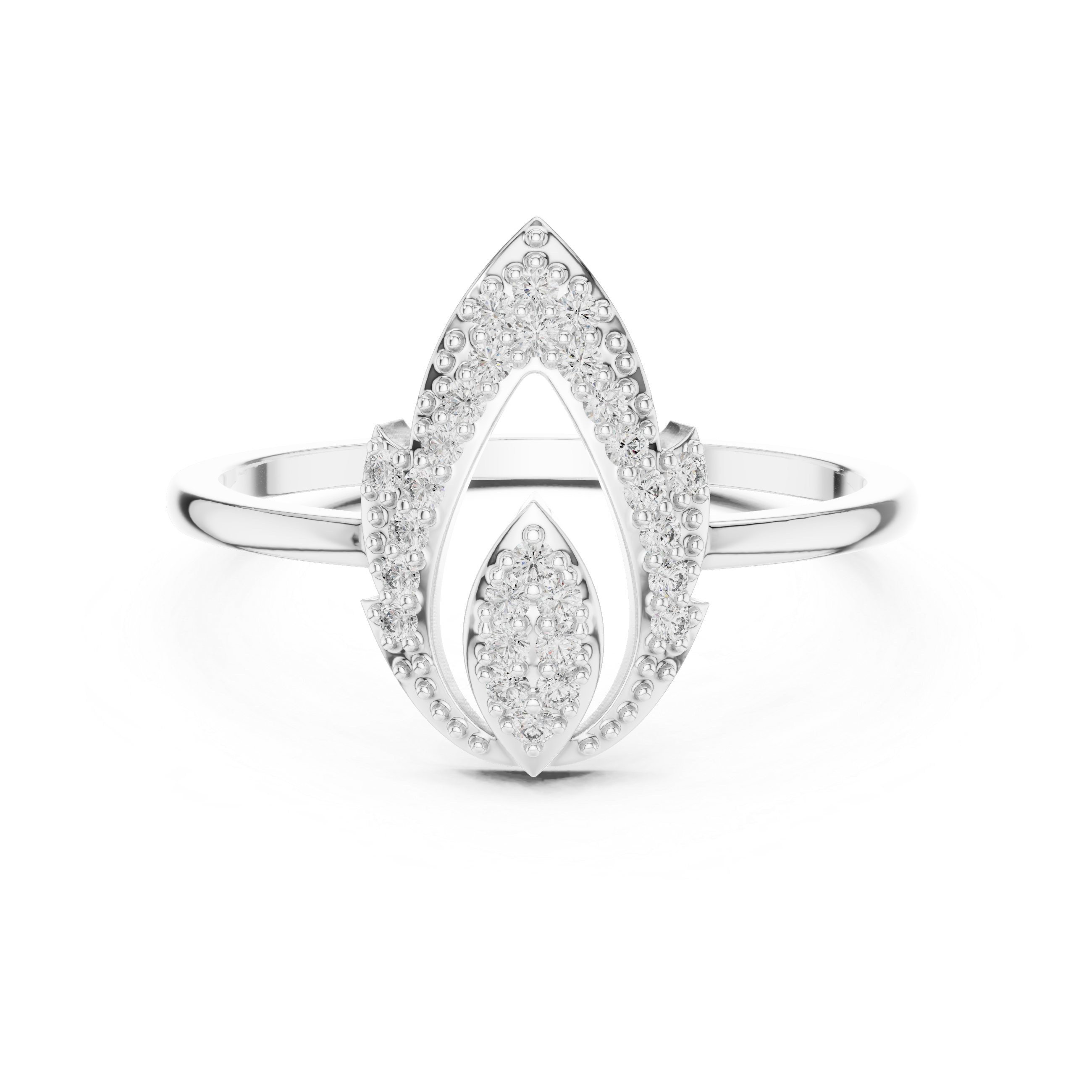 Minimalist Dainty Nature-Inspired Petaline Leaf Design Art Deco Ring in 925 Sterling Silver