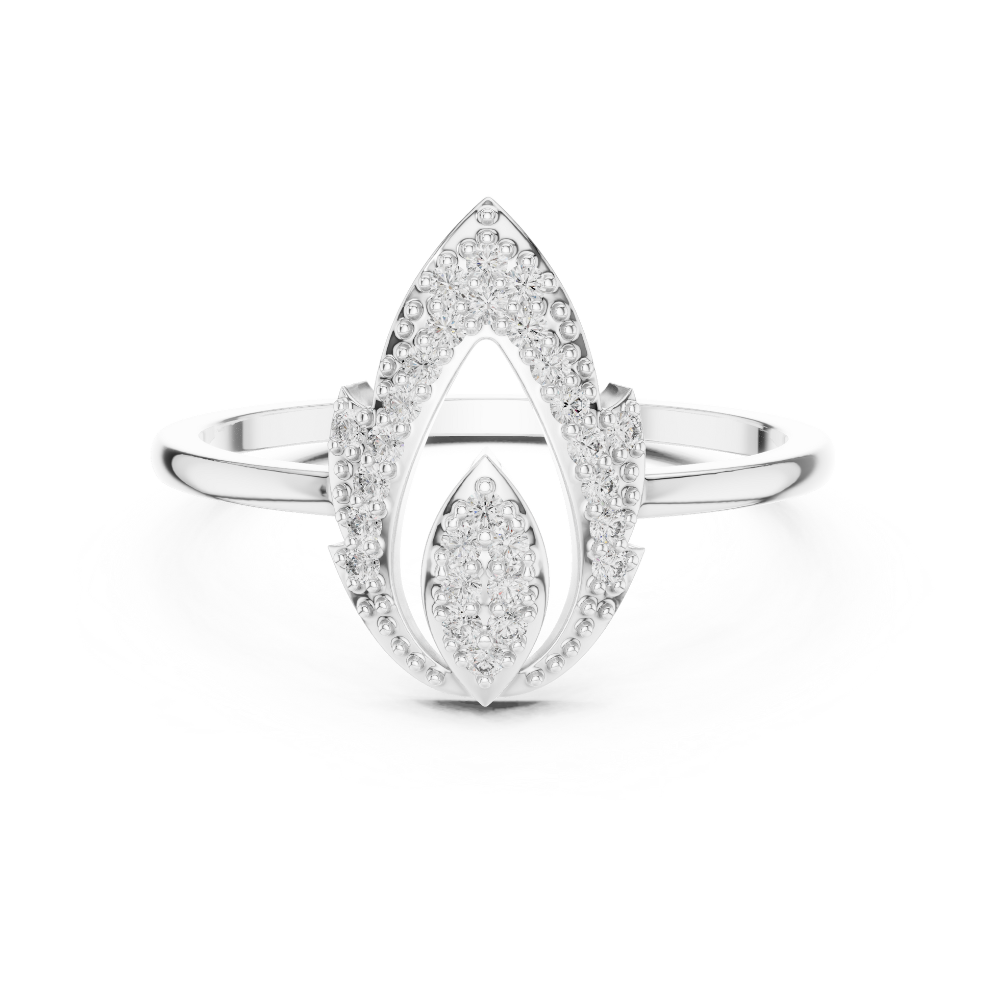 Minimalist Dainty Nature-Inspired Petaline Leaf Design Art Deco Ring in 925 Sterling Silver