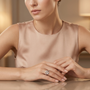 Minimalist Spiral Silver Ring with Open-Wrap Design and Bezel-Set Moissanites