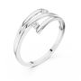 Minimalist Spiral Silver Ring with Open-Wrap Design and Bezel-Set Moissanites