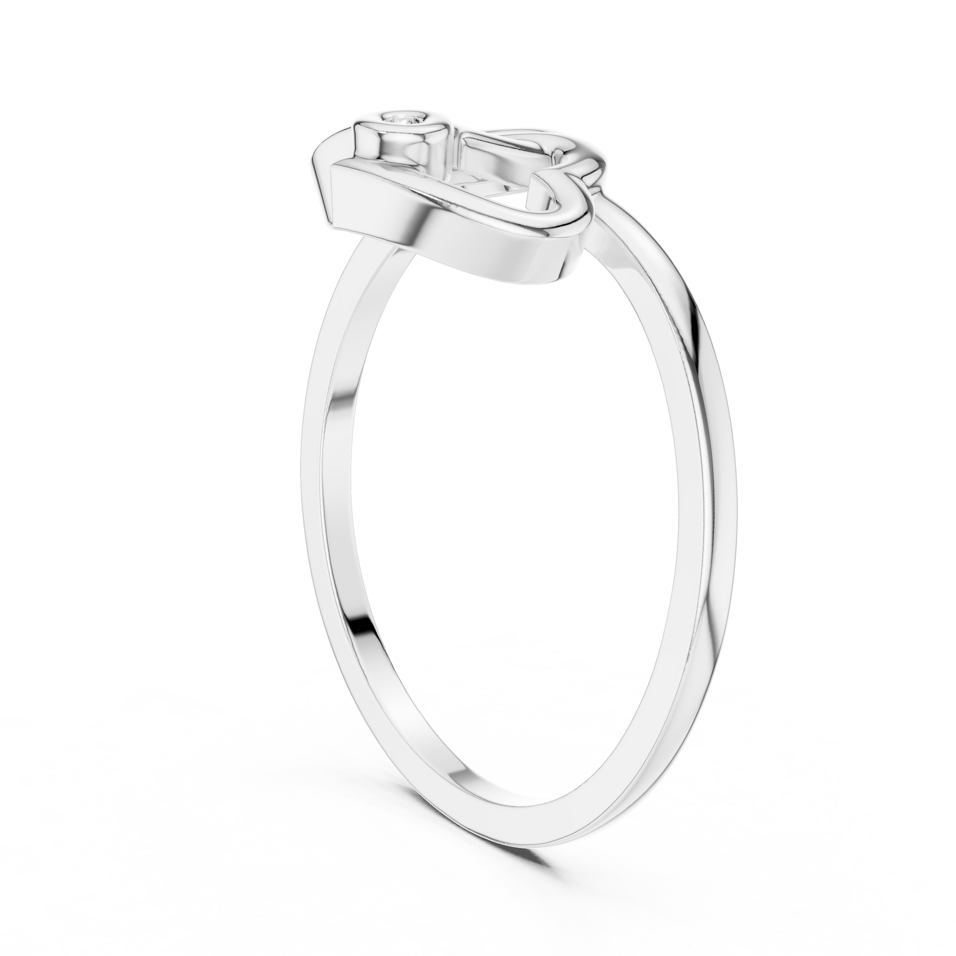Interlocking Double Heart Promise Ring in Sterling Silver