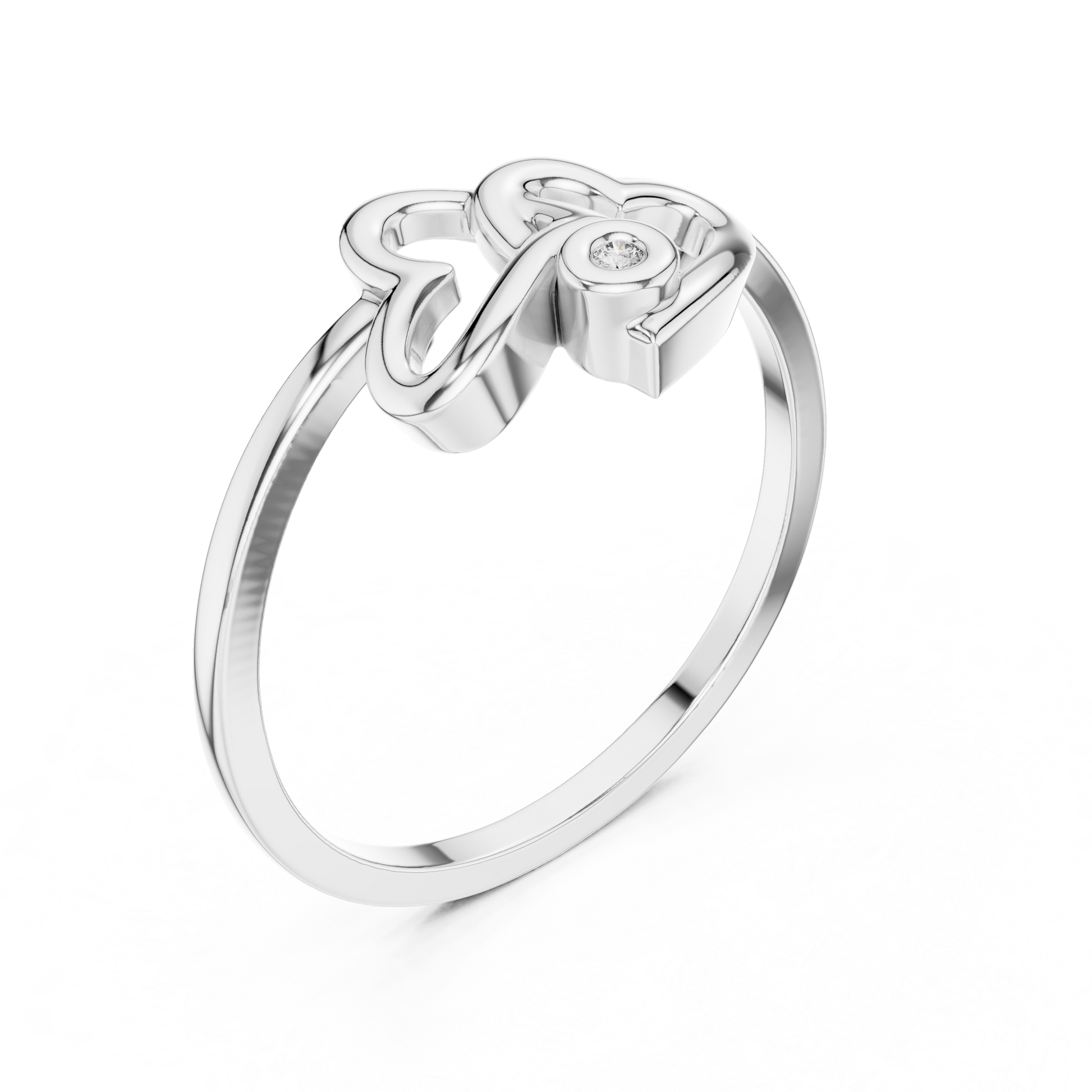 Interlocking Double Heart Promise Ring in Sterling Silver
