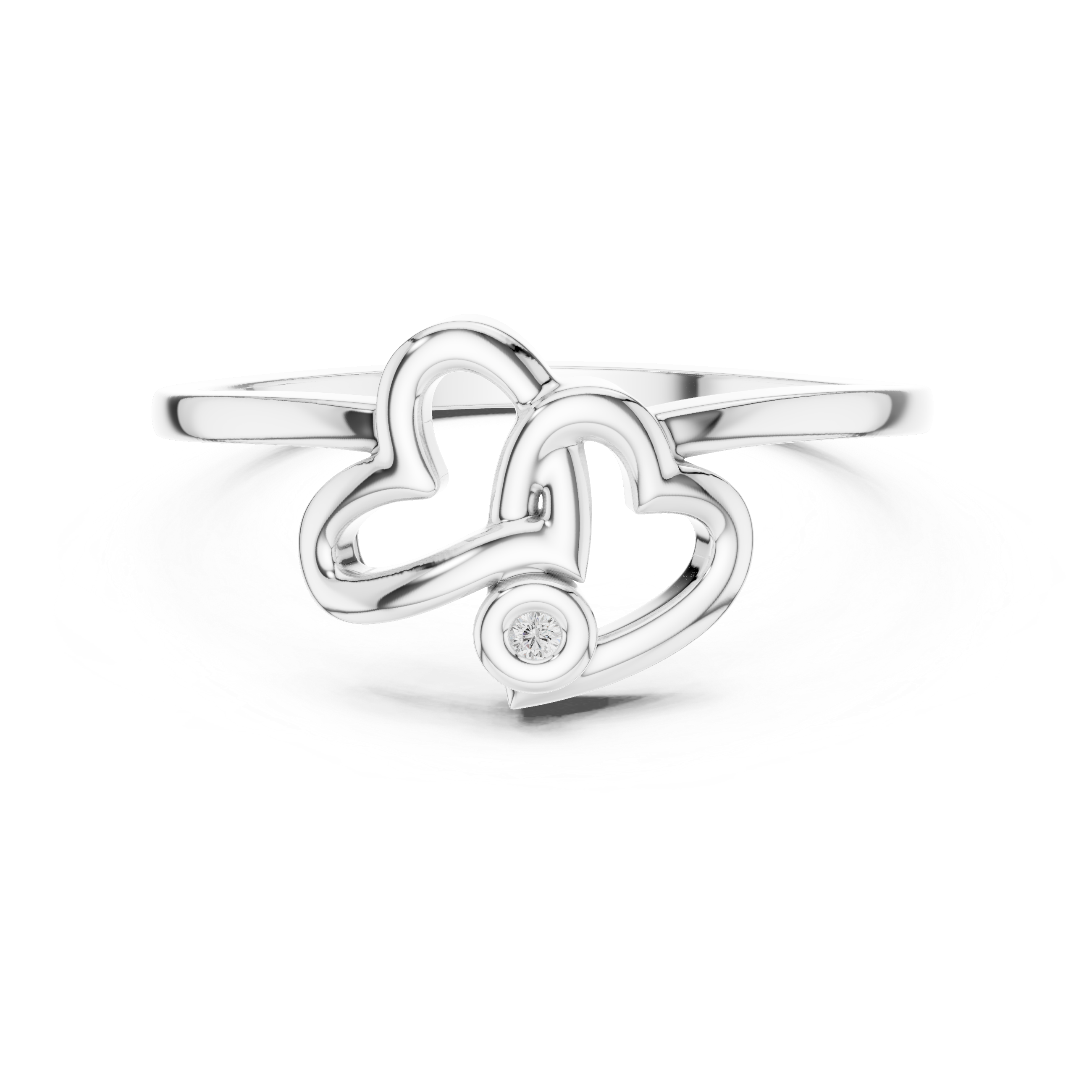 Interlocking Double Heart Promise Ring in Sterling Silver