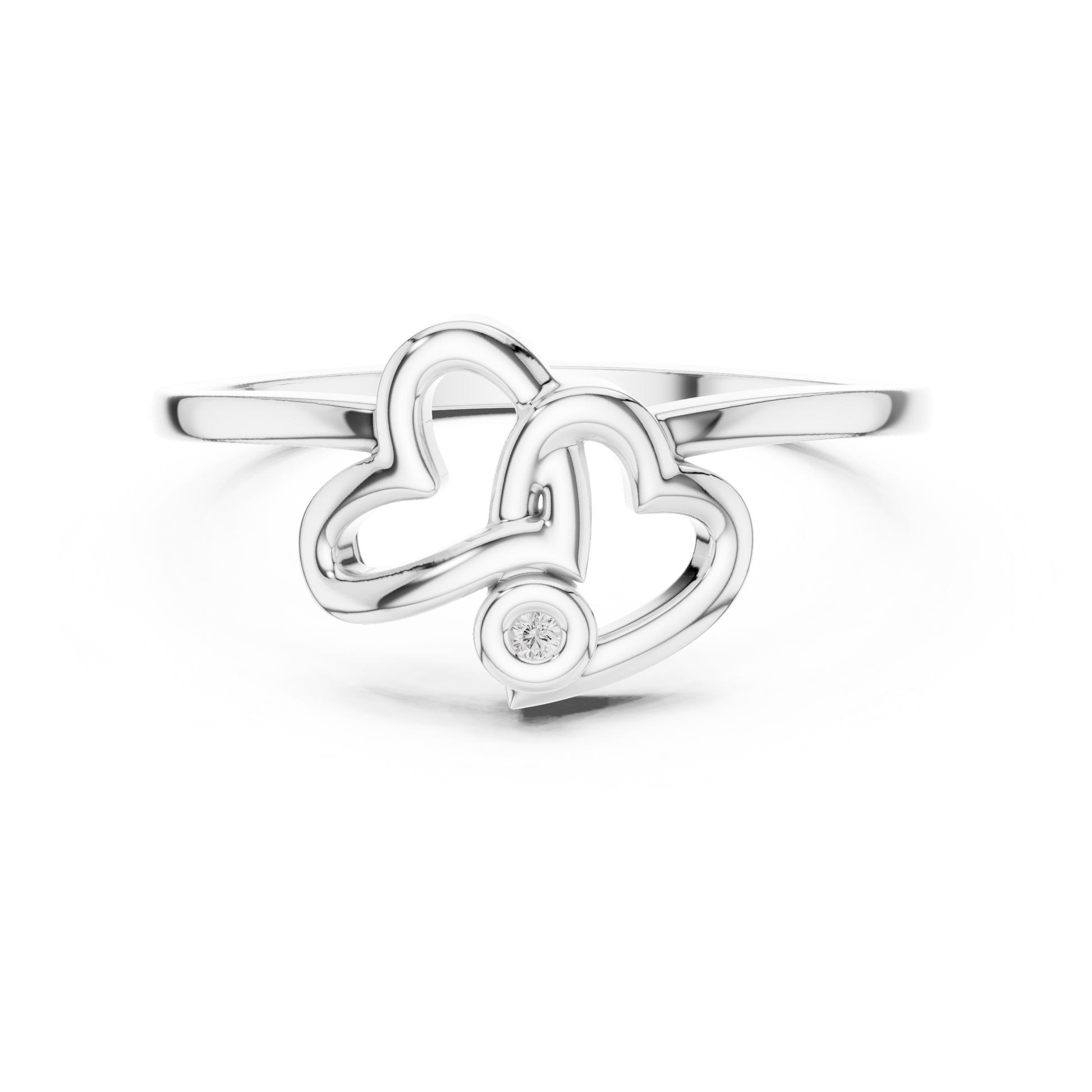Interlocking Double Heart Promise Ring in Sterling Silver