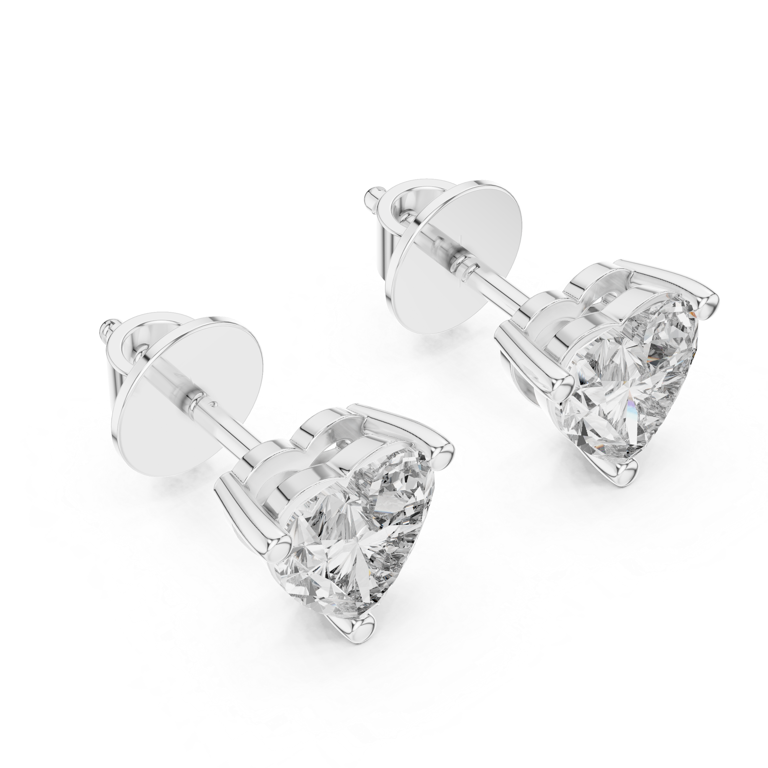 925 Sterling Silver 1.5 CT Heart Solitaire Moissanite Everyday Stud Earrings