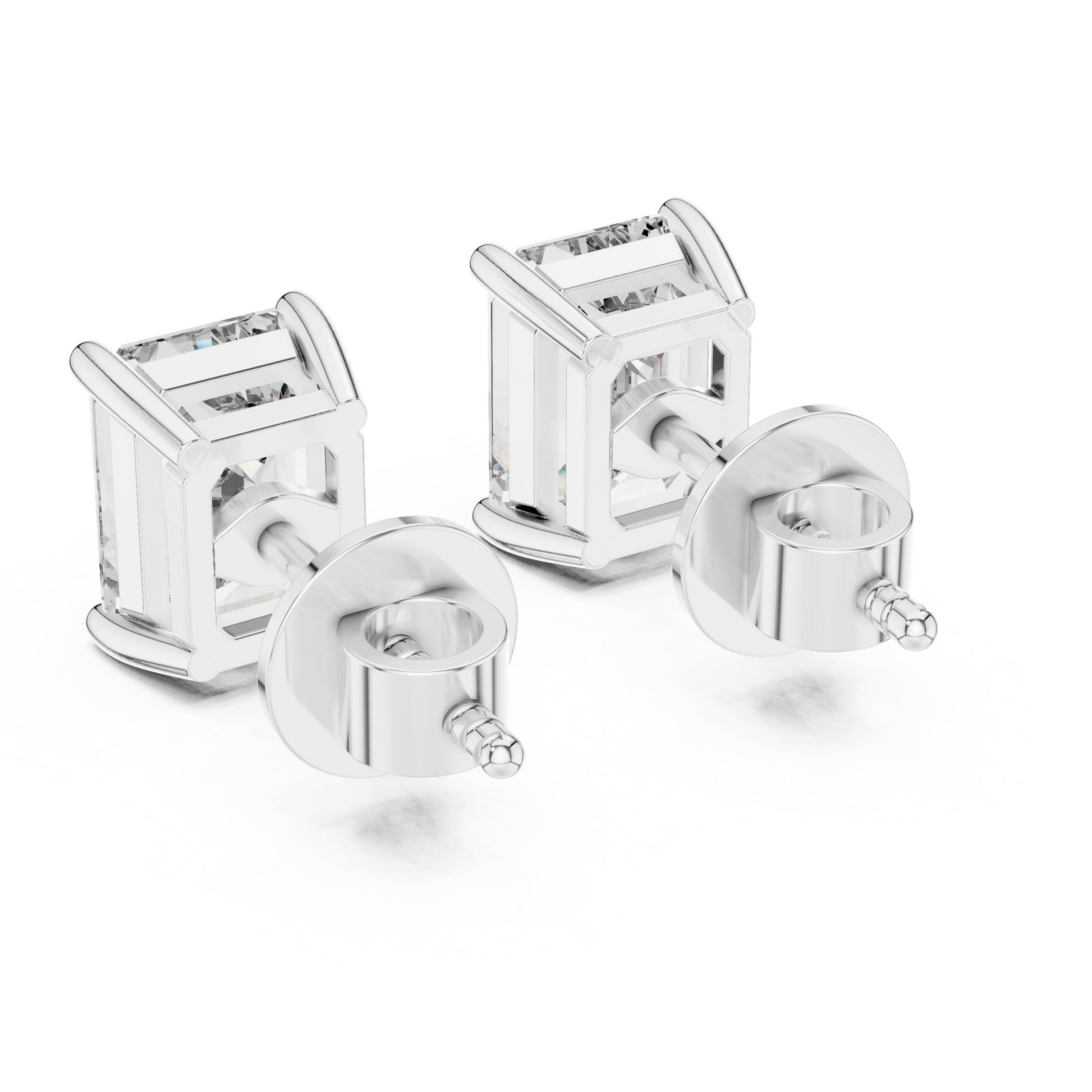 925 Sterling Silver 2.5 CT Emerald Solitaire Moissanite Everyday Stud Earrings