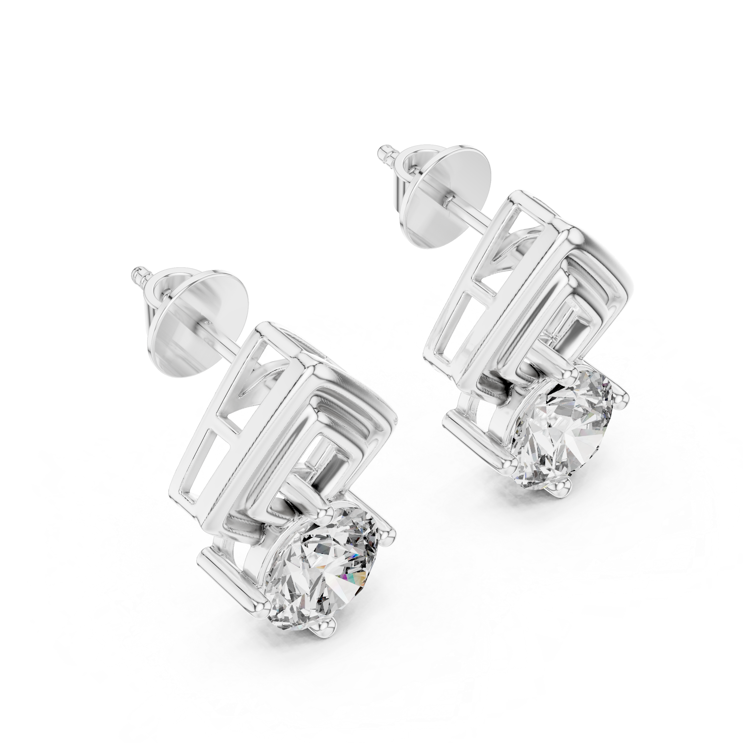 Solitaire Moissanite 2.5 CT Round Cut Sterling Silver Everyday Stud Earrings