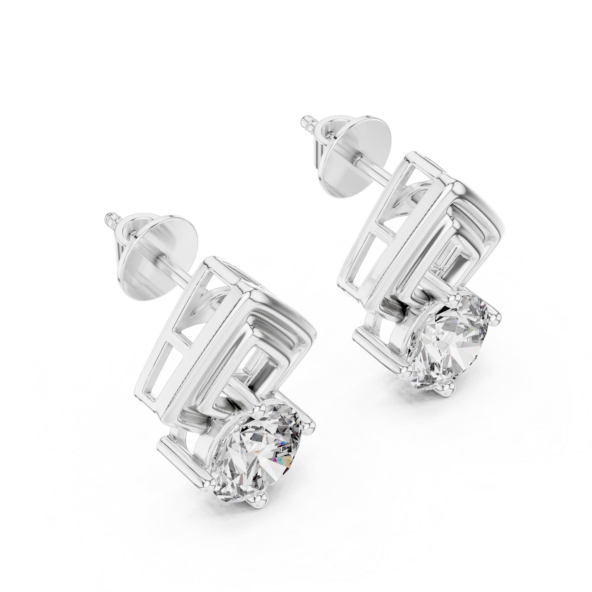 Solitaire Moissanite 2.5 CT Round Cut Sterling Silver Everyday Stud Earrings