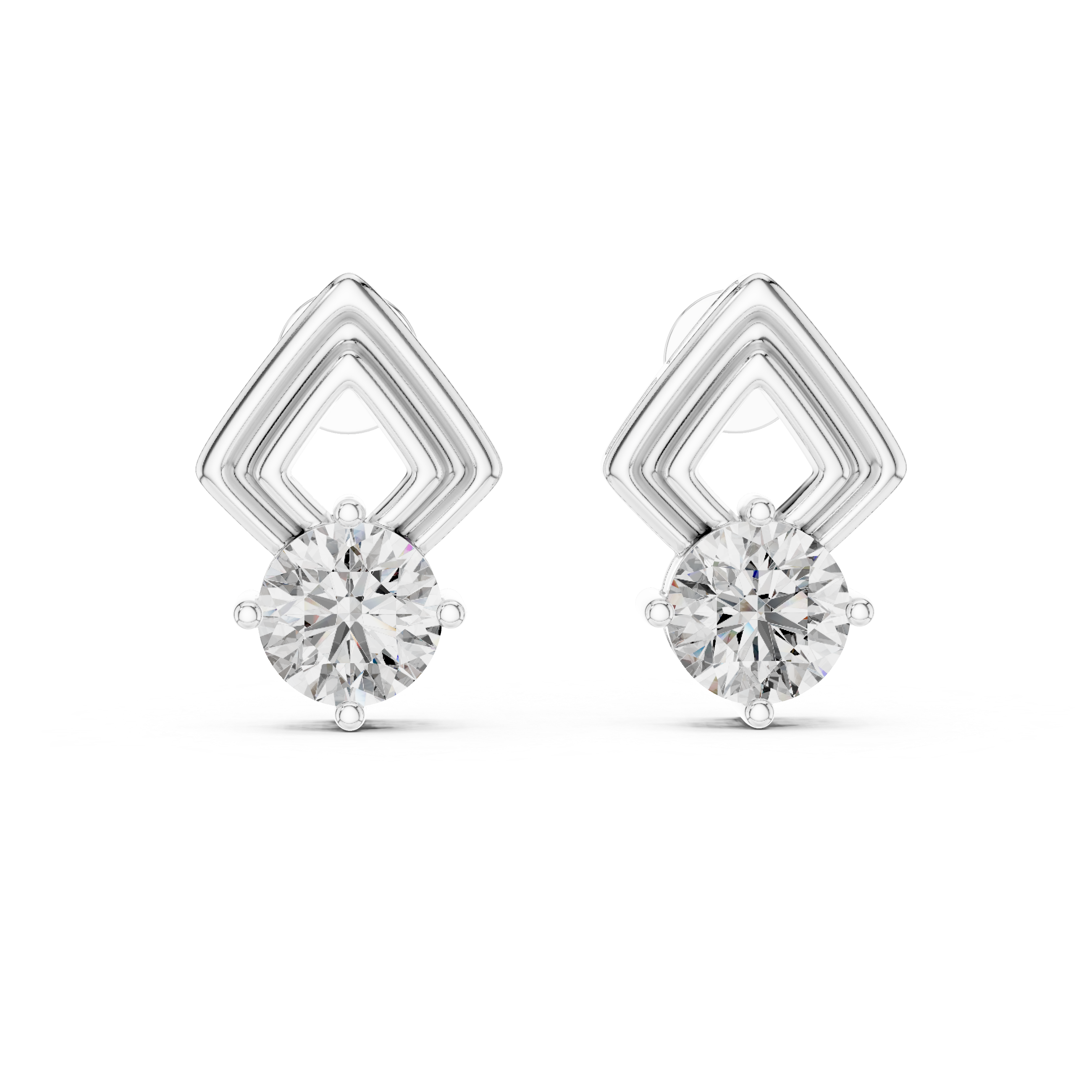 Solitaire Moissanite 2.5 CT Round Cut Sterling Silver Everyday Stud Earrings