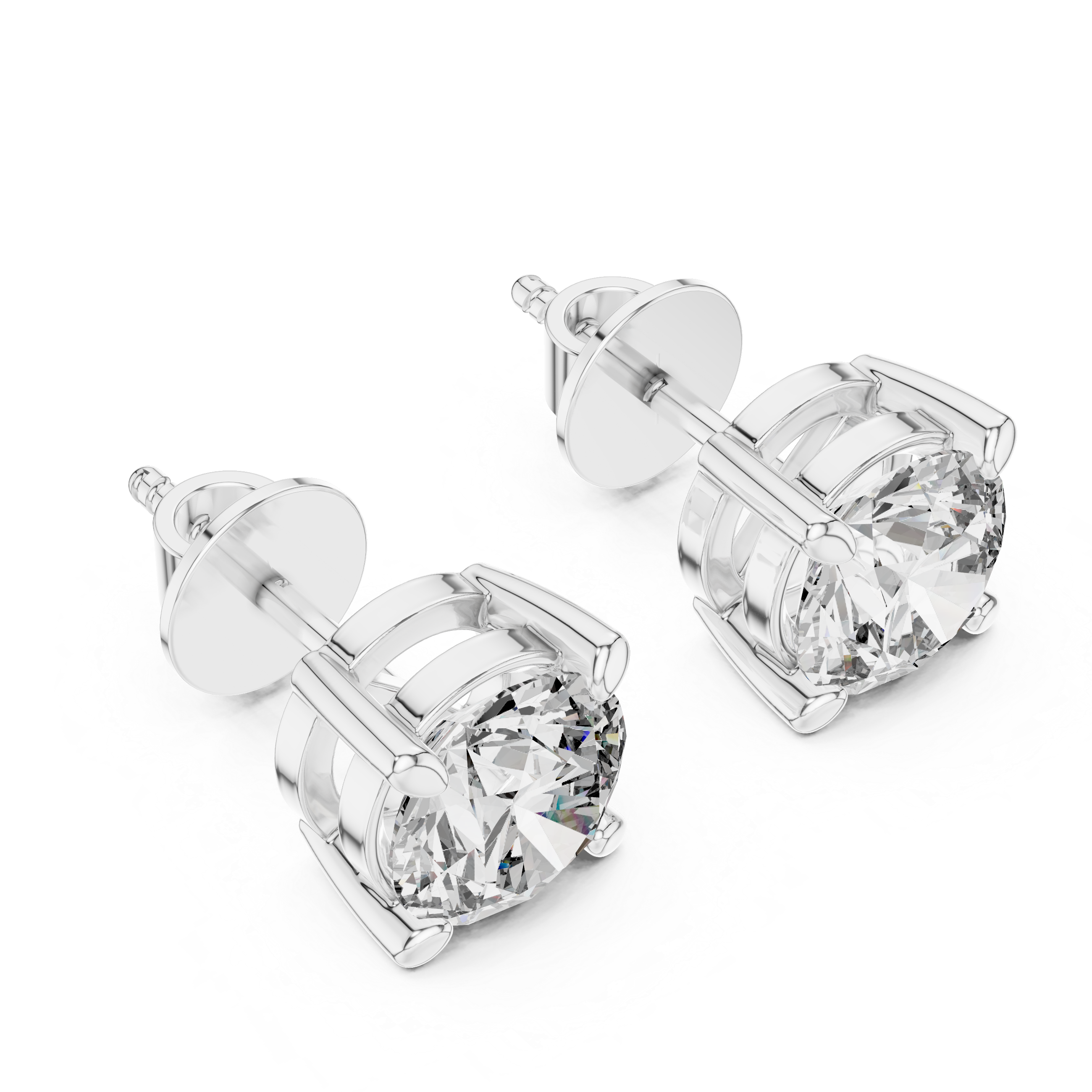 Round Cut 925 Sterling Silver Solitaire Moissanite Dailywear Stud Earrings