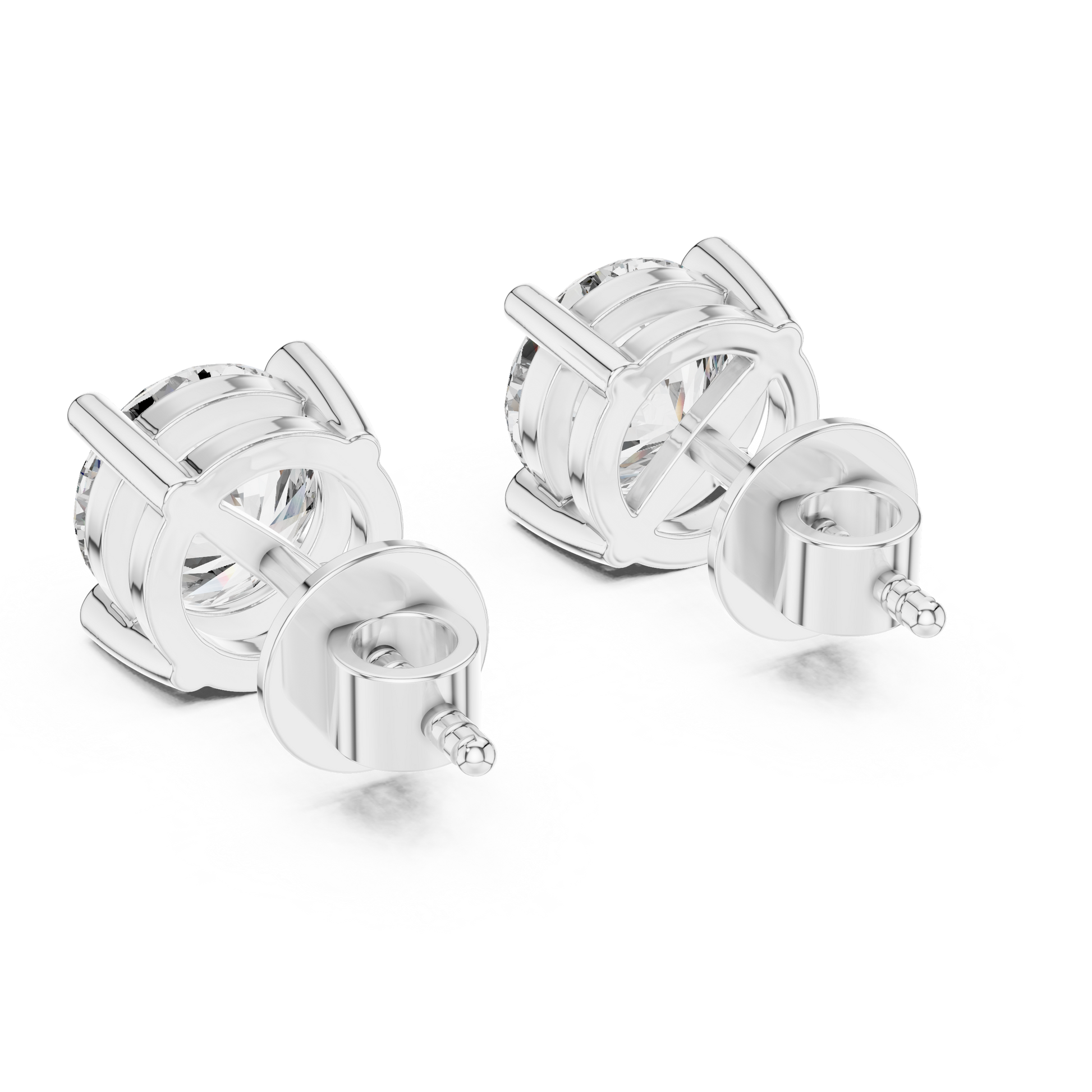 Round Cut 925 Sterling Silver Solitaire Moissanite Dailywear Stud Earrings