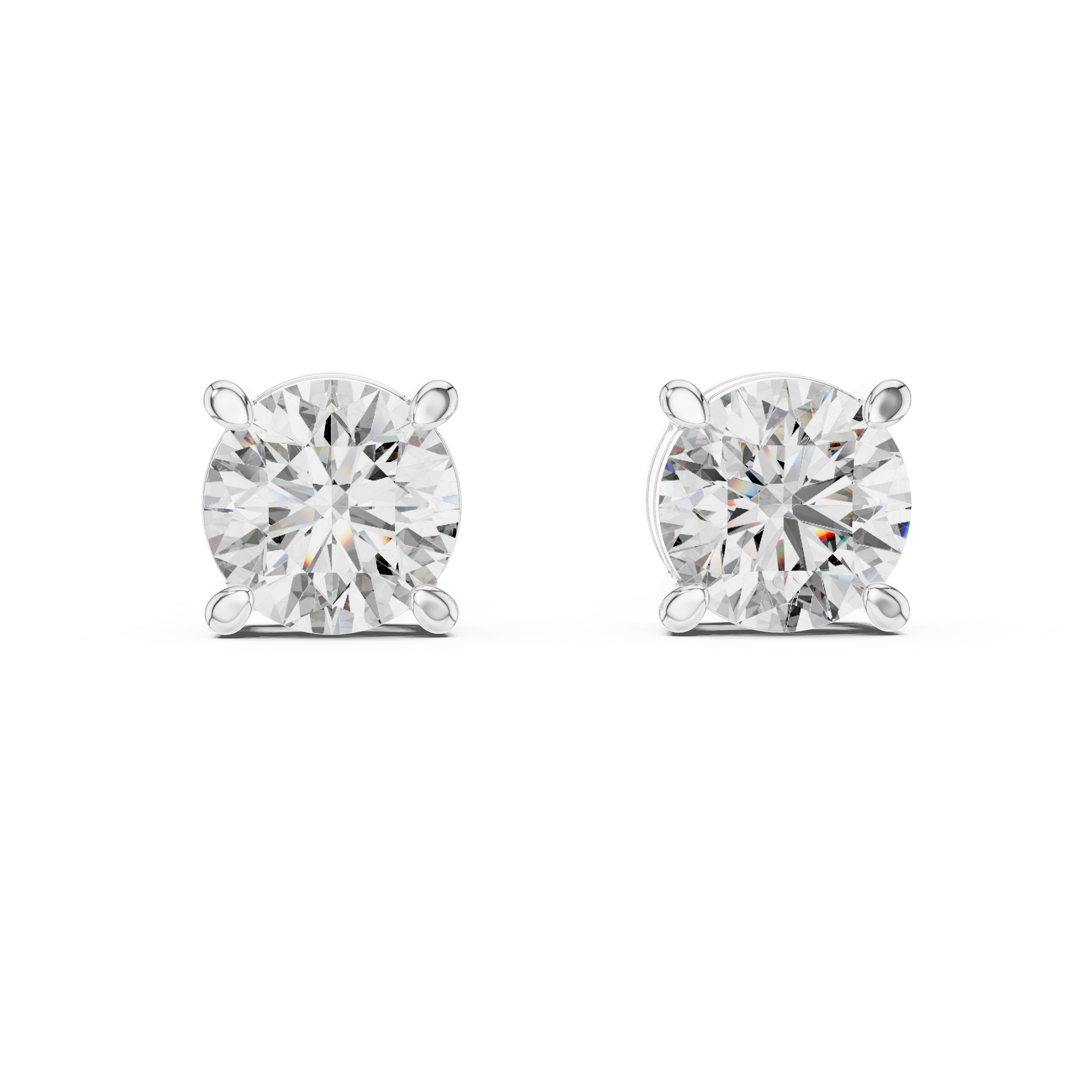 Round Cut 925 Sterling Silver Solitaire Moissanite Dailywear Stud Earrings