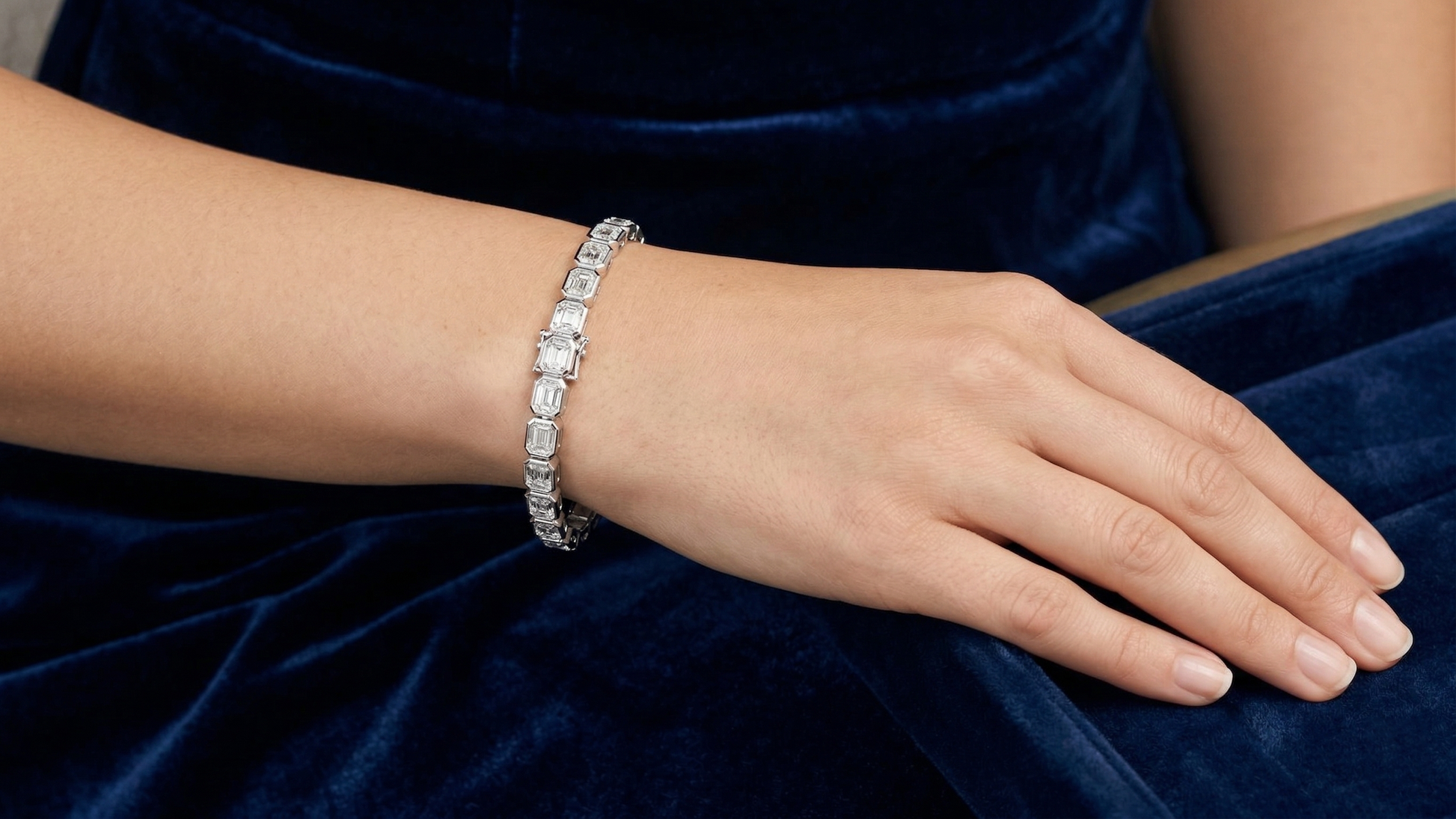 Fashion Emerald Moissanite Tennis Sterling Silver Bracelet