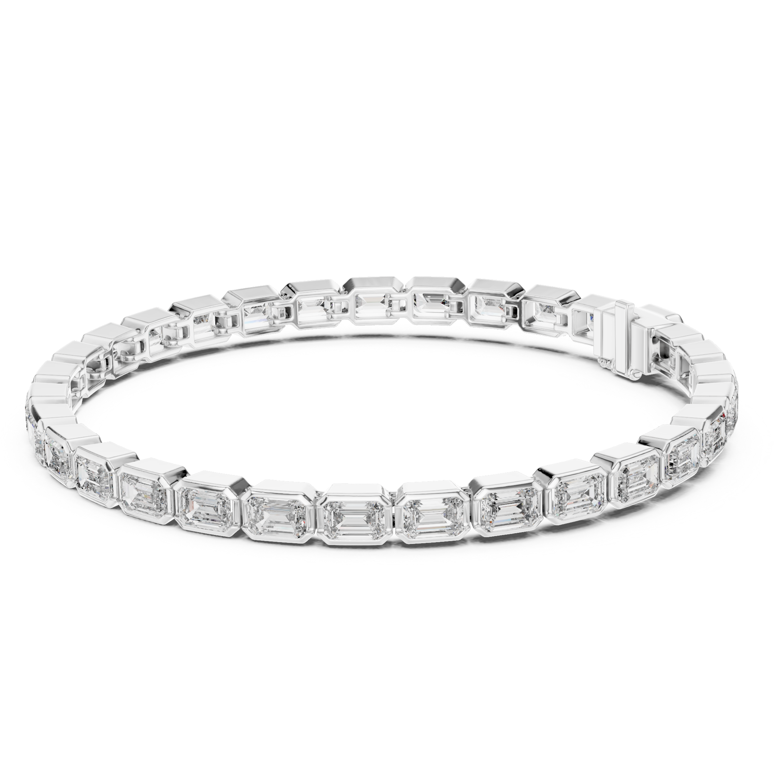 Fashion Emerald Moissanite Tennis Sterling Silver Bracelet