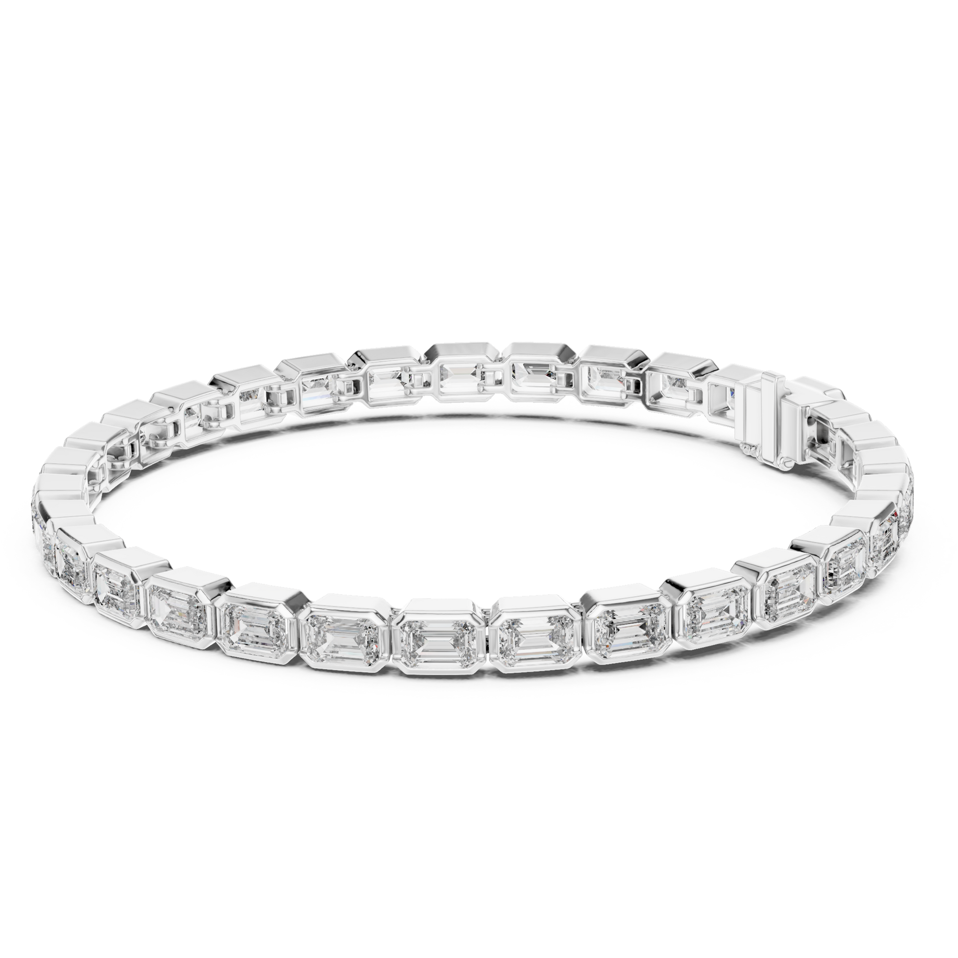 Fashion Emerald Moissanite Tennis Sterling Silver Bracelet