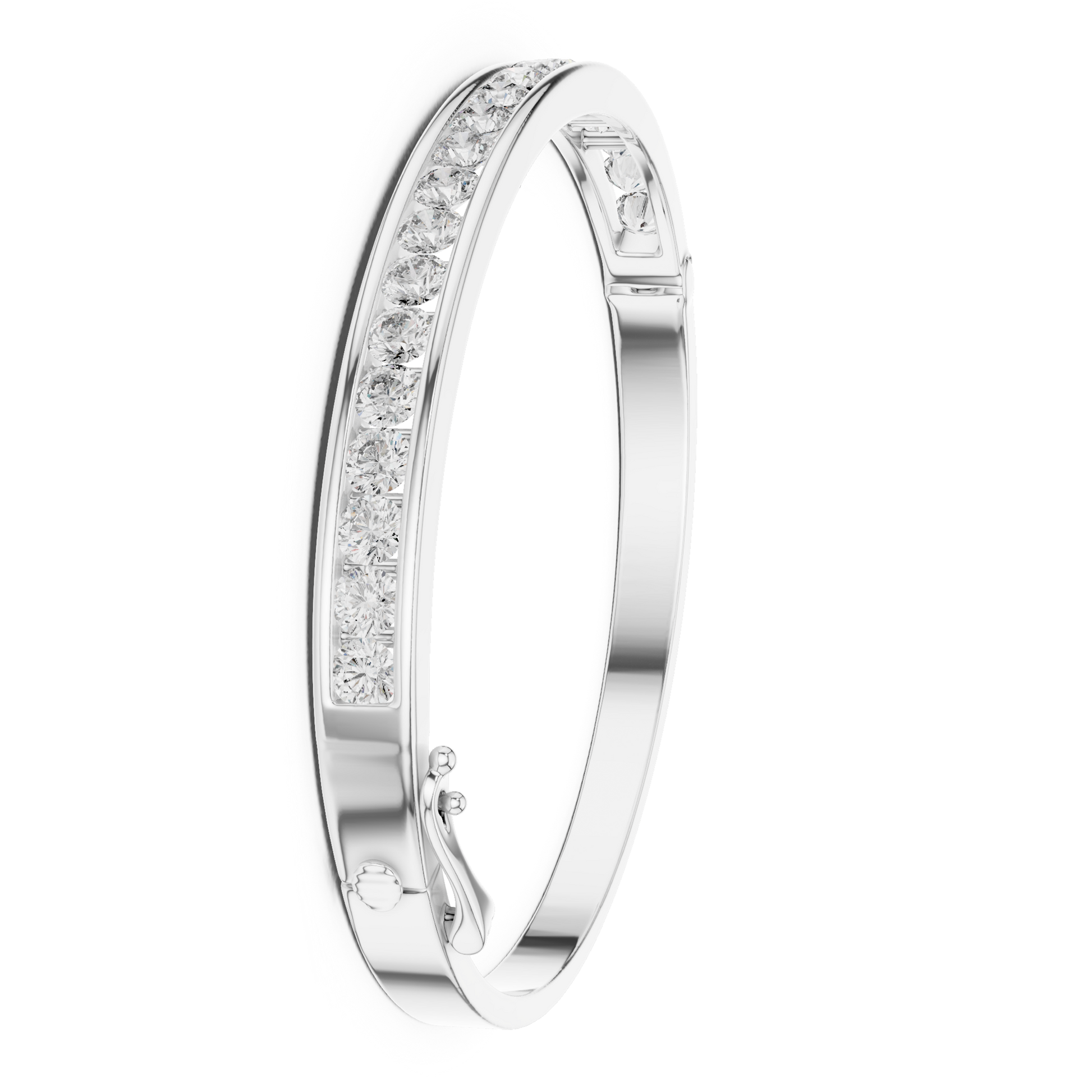 Classic Round Moissanite Channel Setting Sterling Silver Bracelet