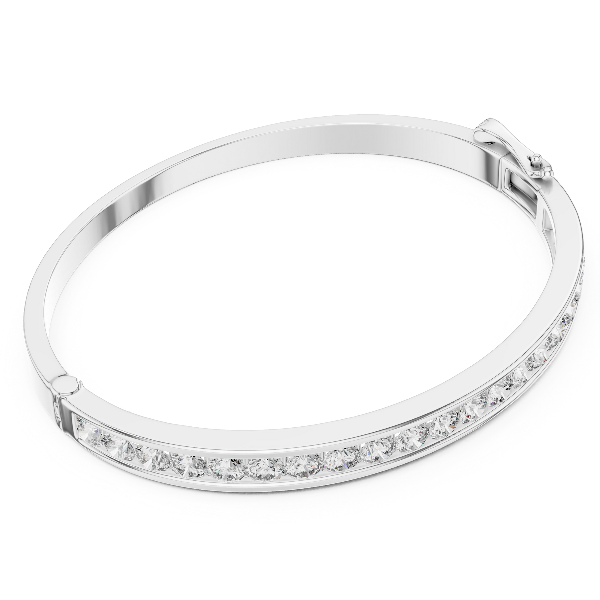 Classic Round Moissanite Channel Setting Sterling Silver Bracelet