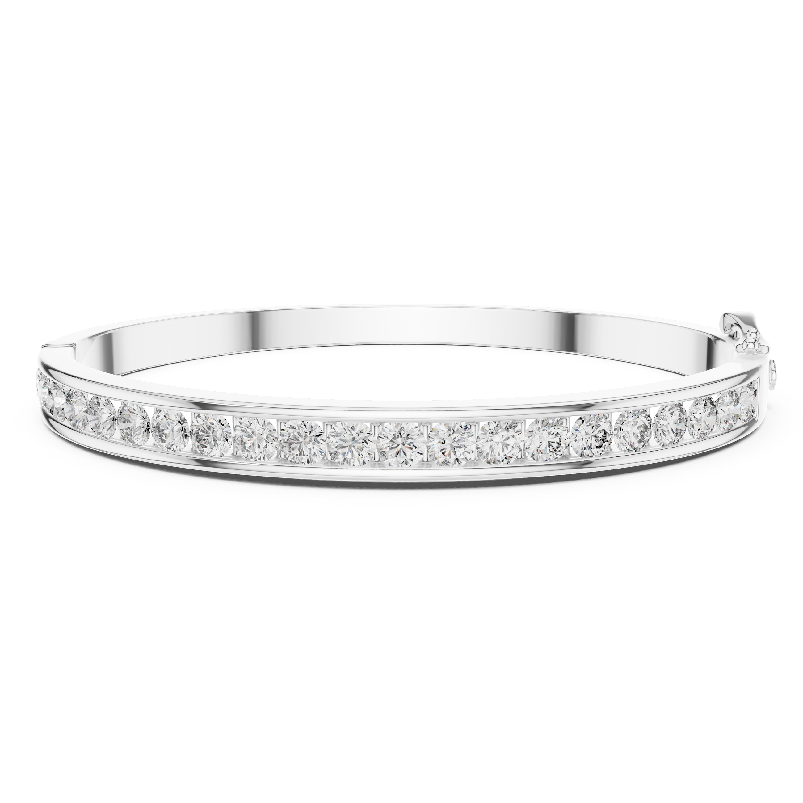 Classic Round Moissanite Channel Setting Sterling Silver Bracelet