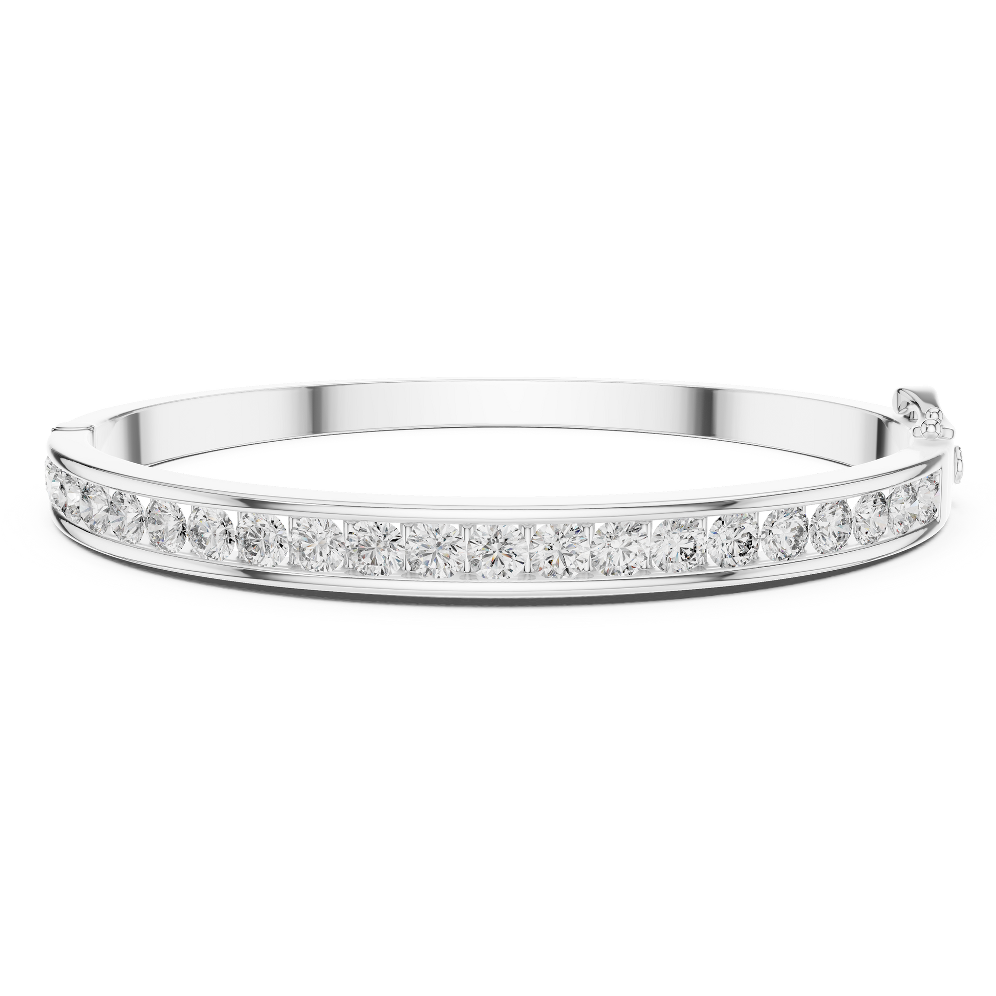 Classic Round Moissanite Channel Setting Sterling Silver Bracelet