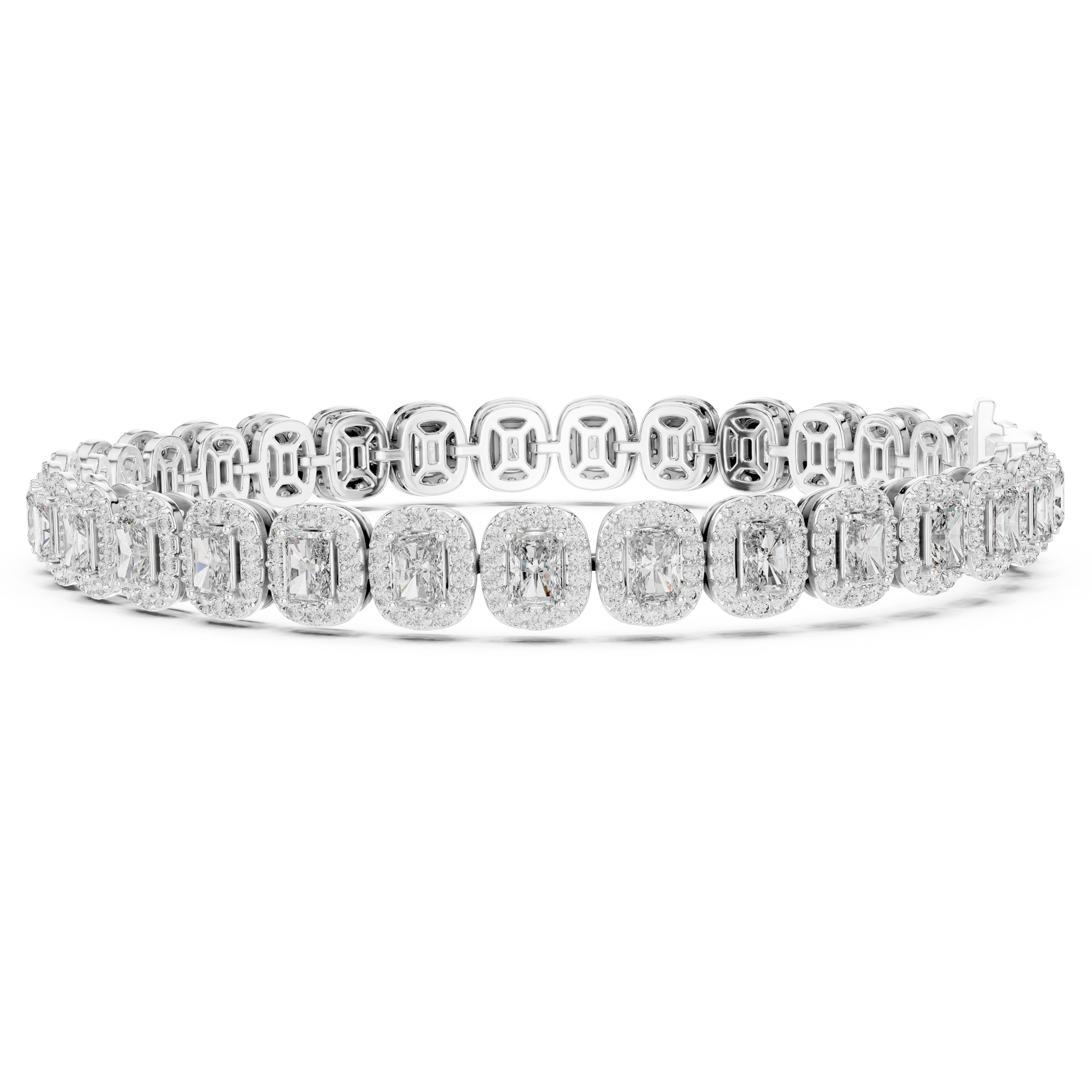 Radiant Collect Setting and Round Prong Setting Moissanite Sterling Silver Bracelet