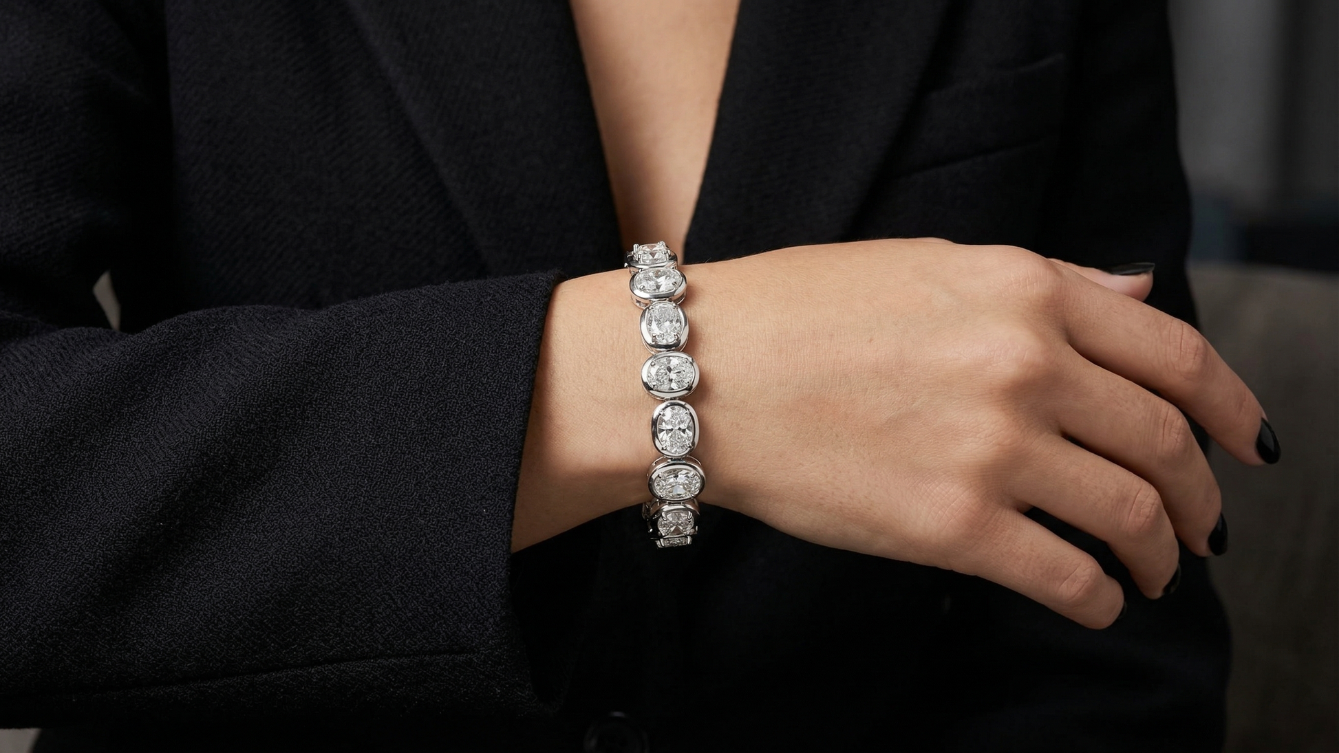 Cushion Cut Collect Setting Moissanite Sterling Silver Bracelet