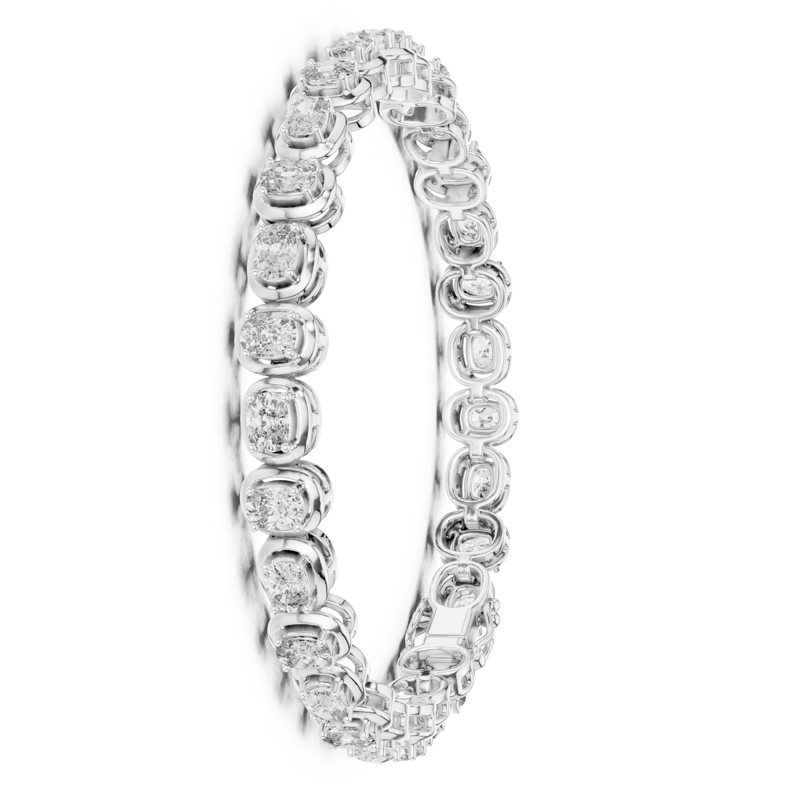 Cushion Cut Collect Setting Moissanite Sterling Silver Bracelet