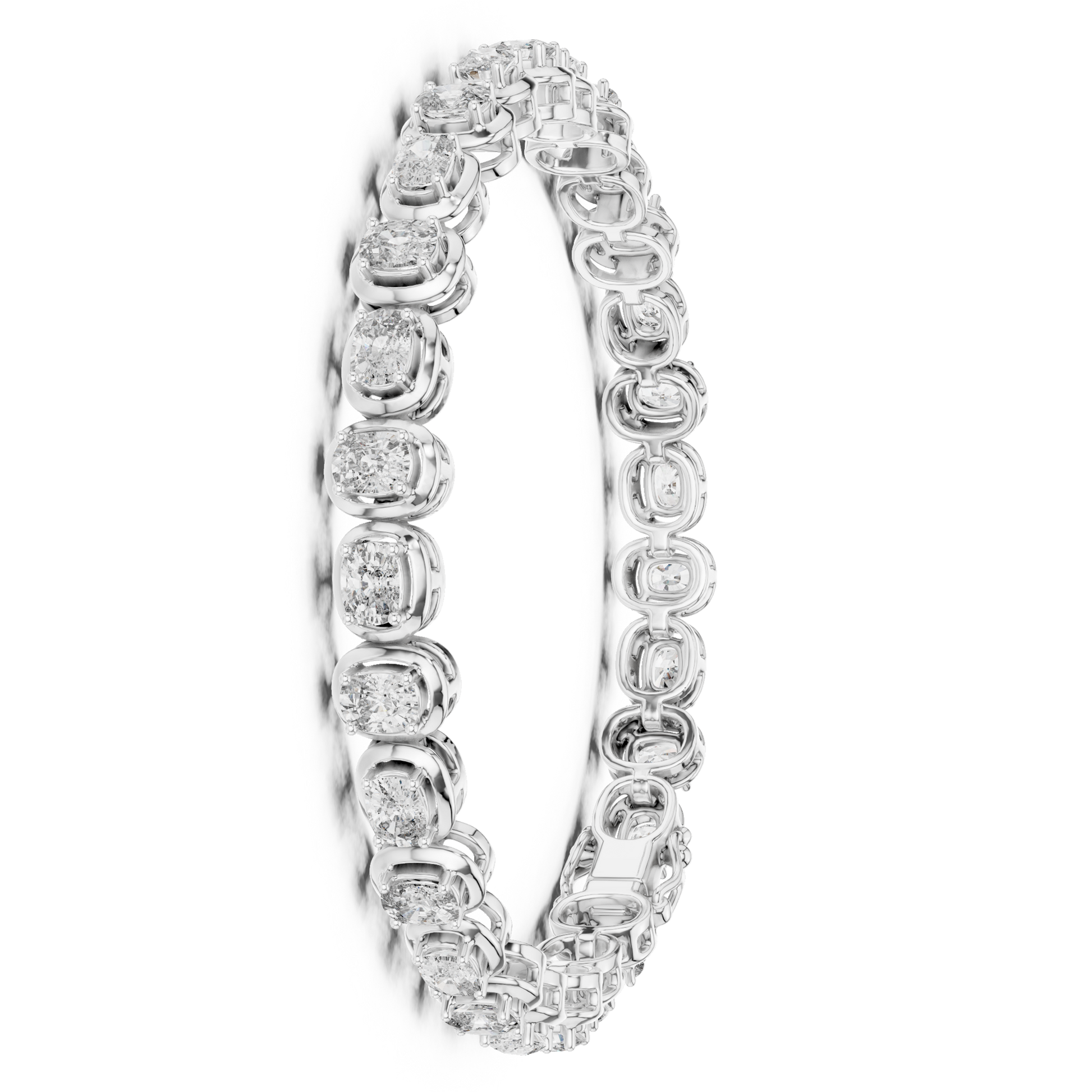 Cushion Cut Collect Setting Moissanite Sterling Silver Bracelet