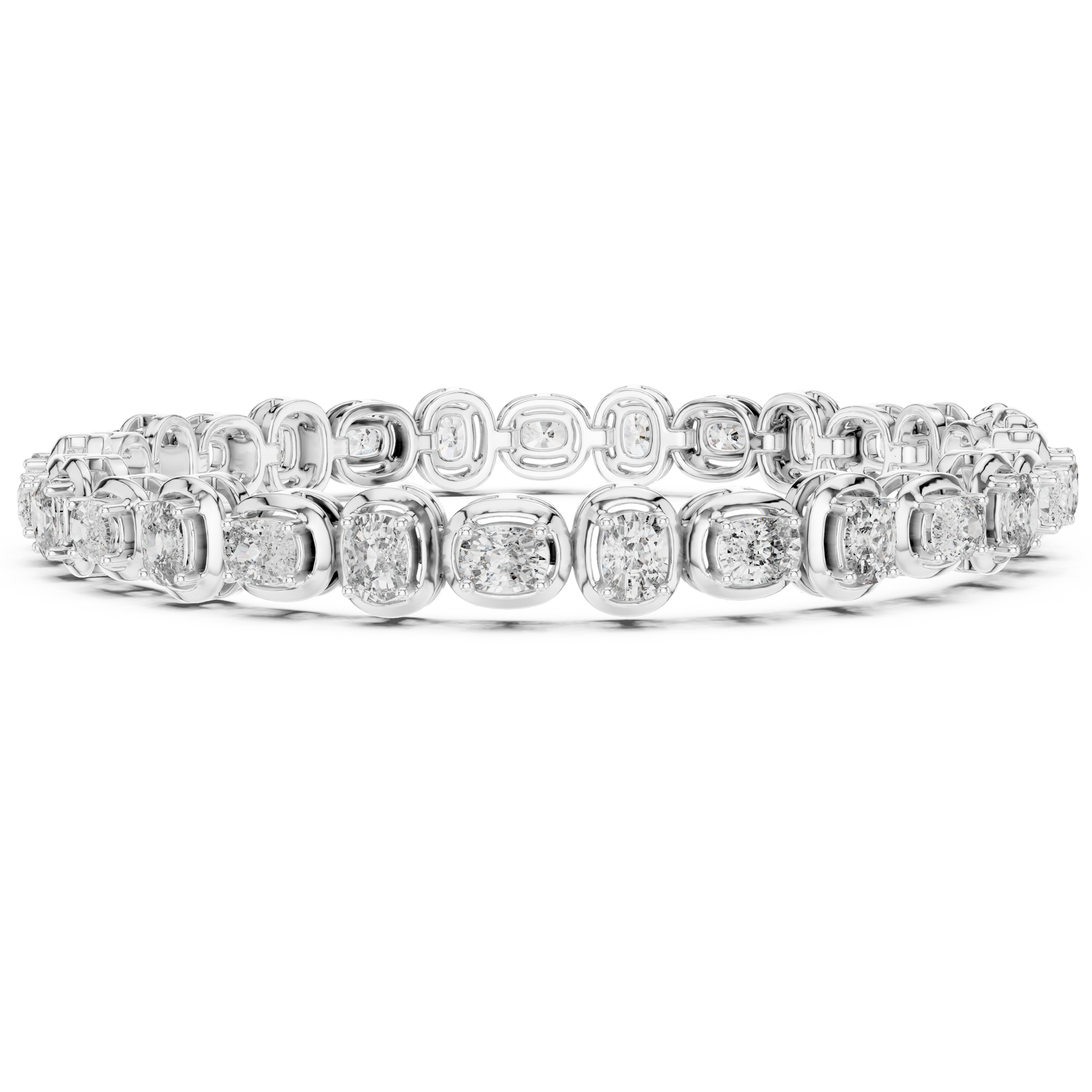 Cushion Cut Collect Setting Moissanite Sterling Silver Bracelet