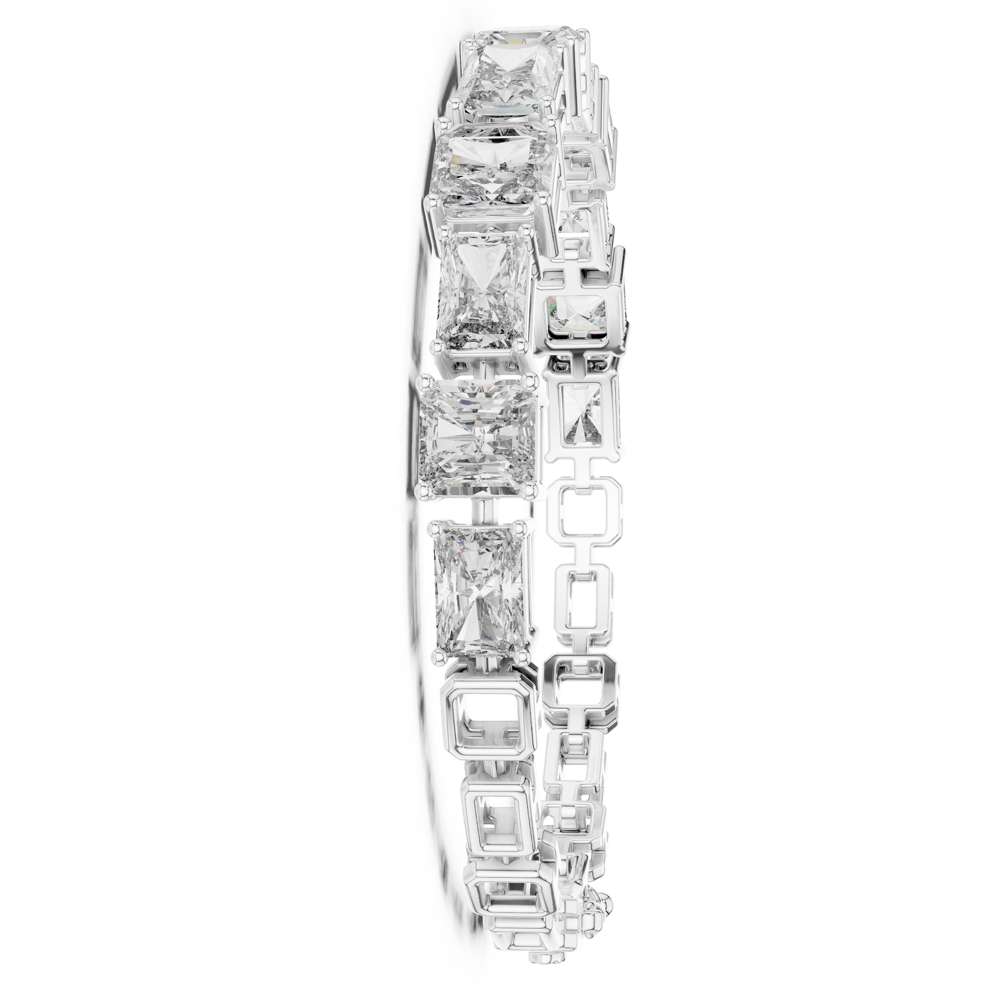 Radiant & Emerald Cut Collect Setting Moissanite Sterling Silver Bracelet
