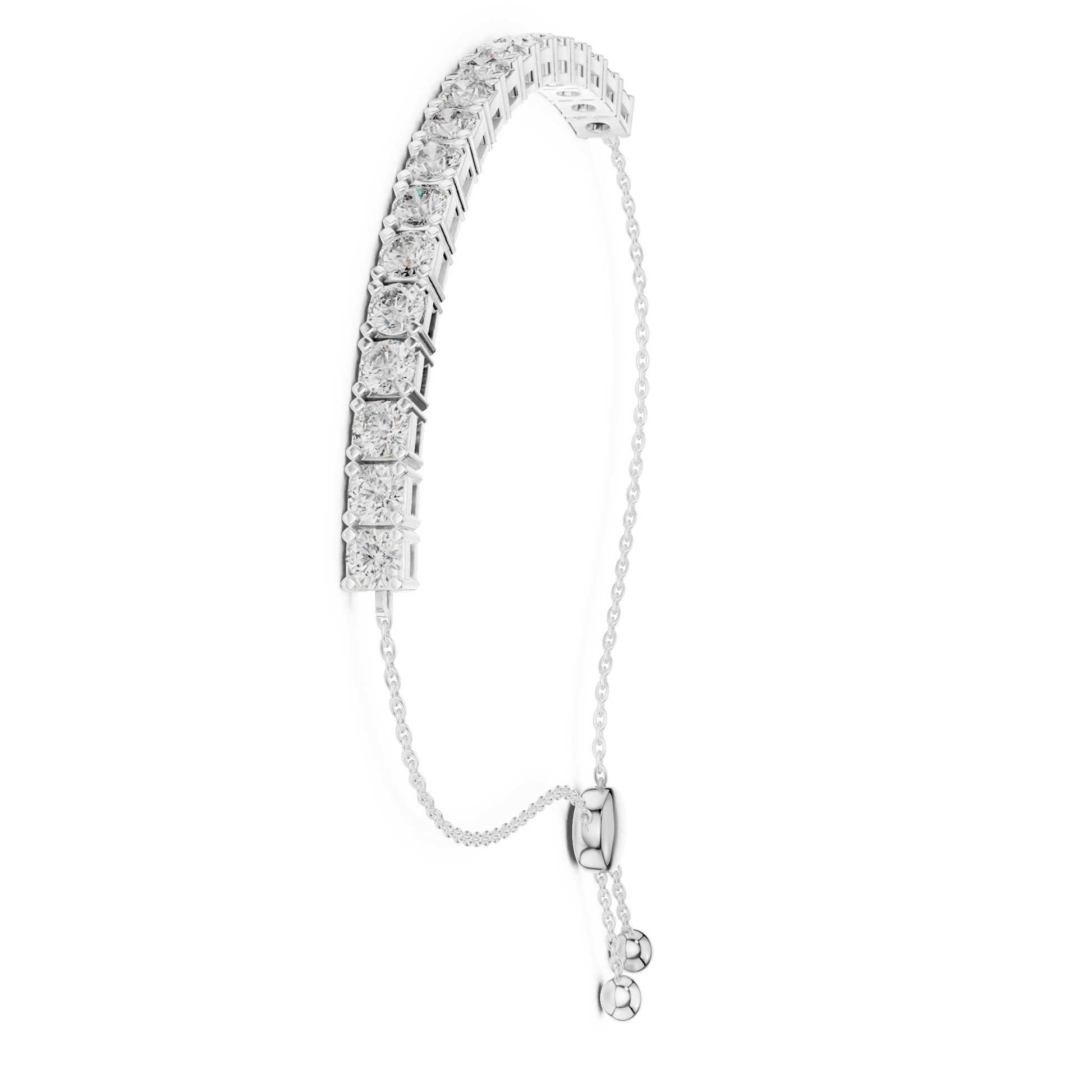 Round Cut Moissanite Sterling Silver Collect Setting Bracelet