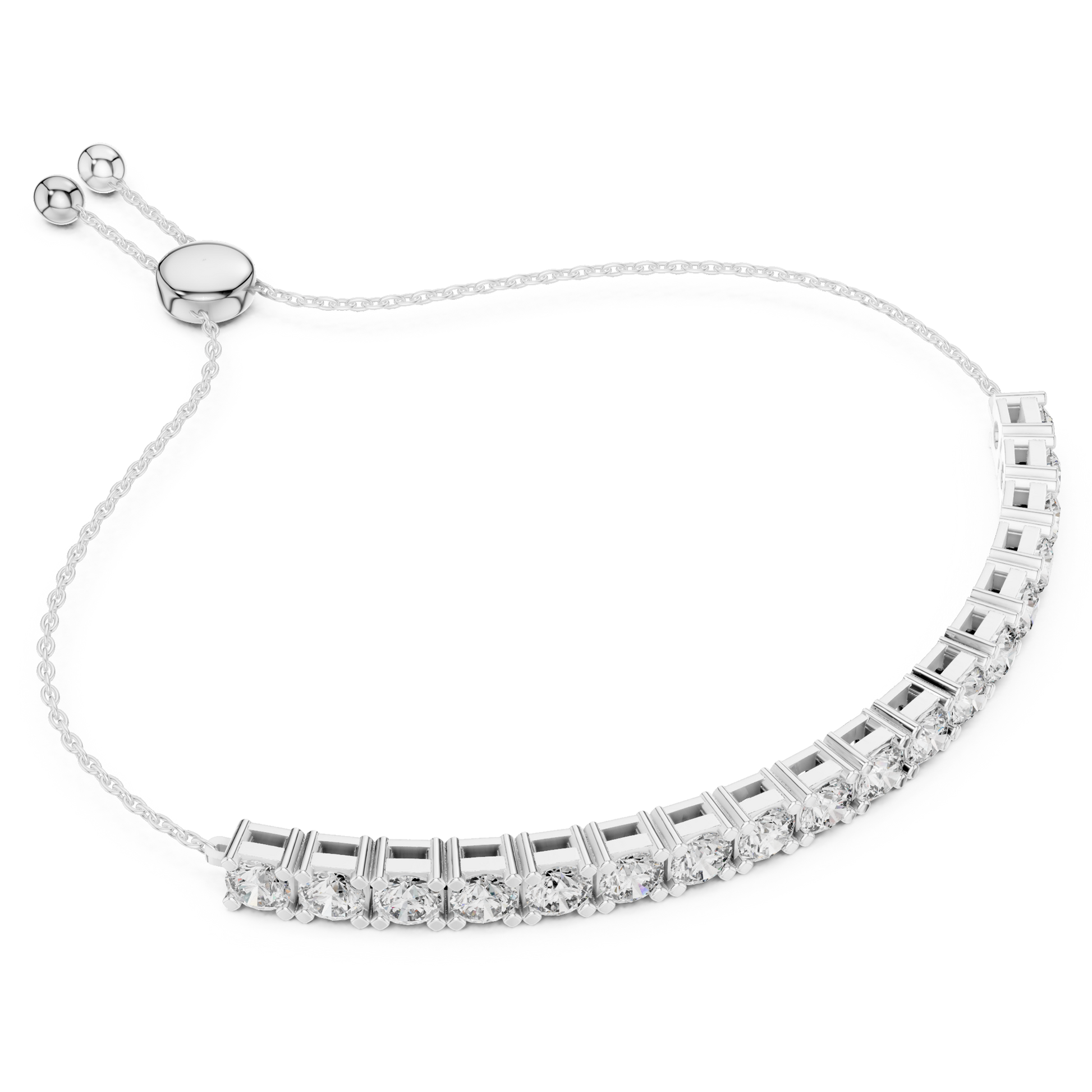 Round Cut Moissanite Sterling Silver Collect Setting Bracelet