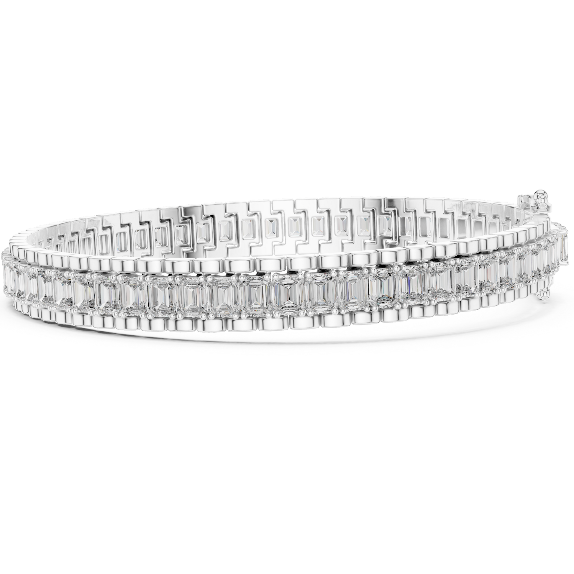 Emerald Cut Collect Setting Moissanite Sterling Silver Bracelet